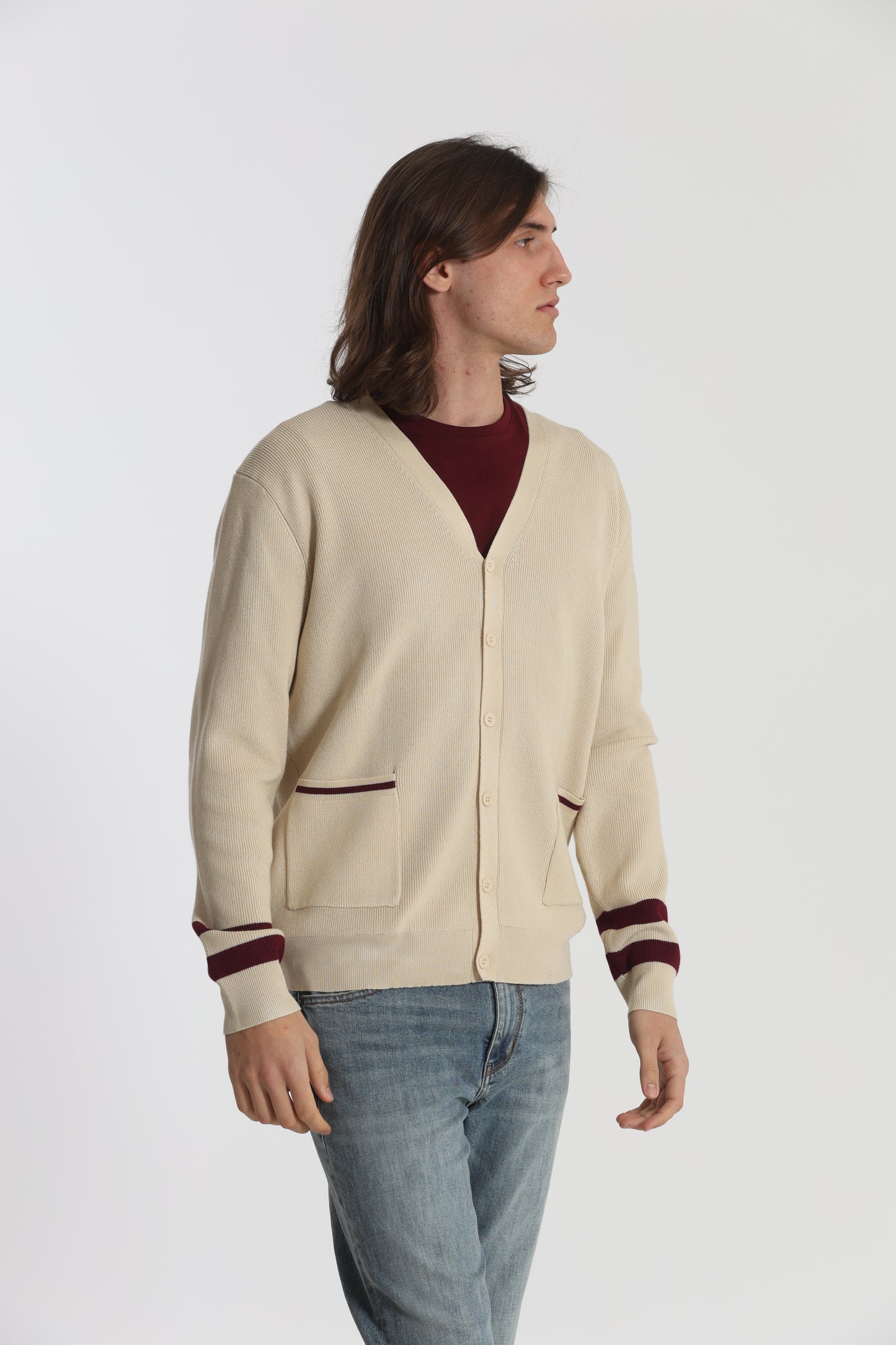 CARDIGAN IN MAGLIA BICOLOR