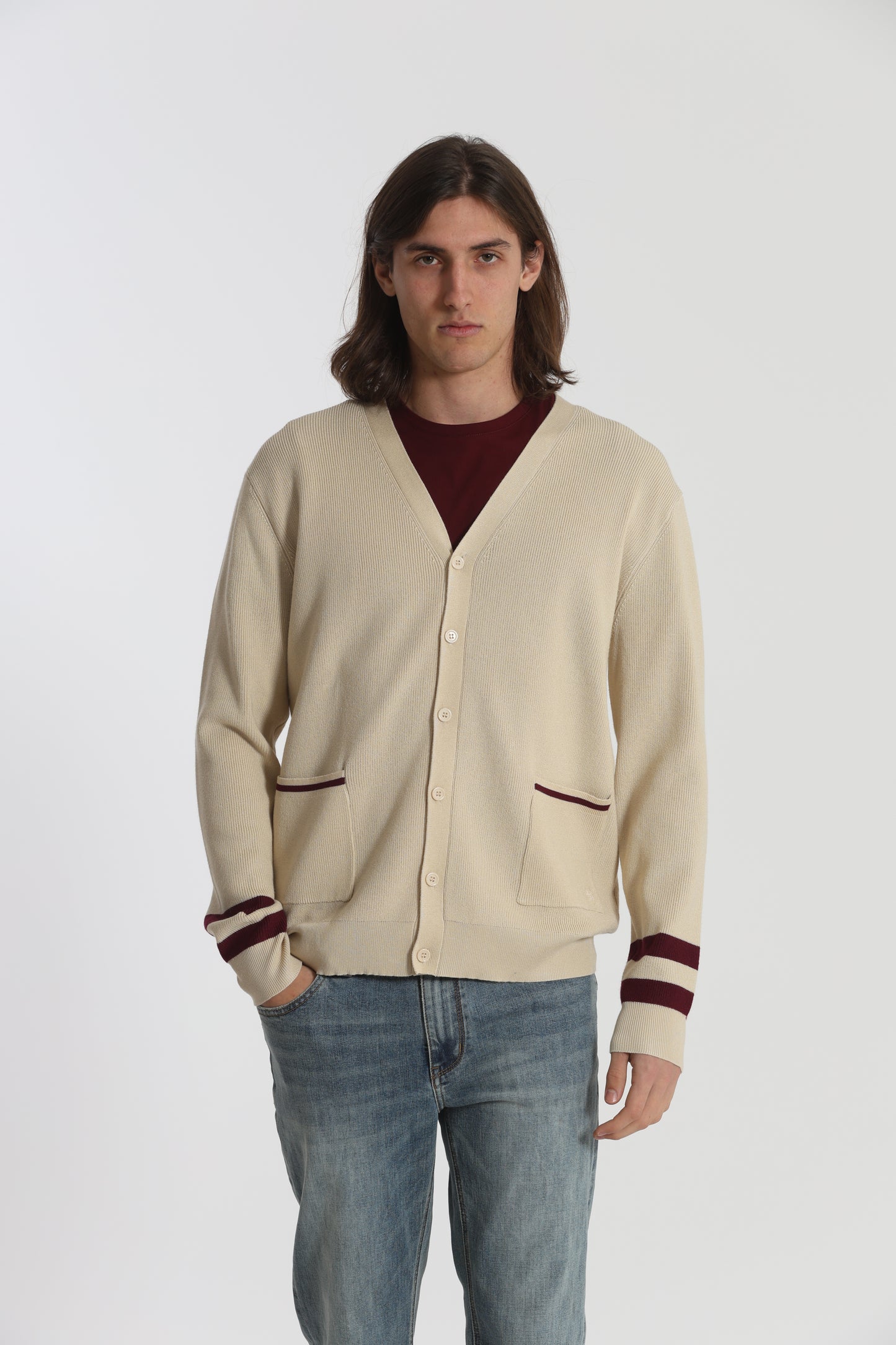 CARDIGAN IN MAGLIA BICOLOR
