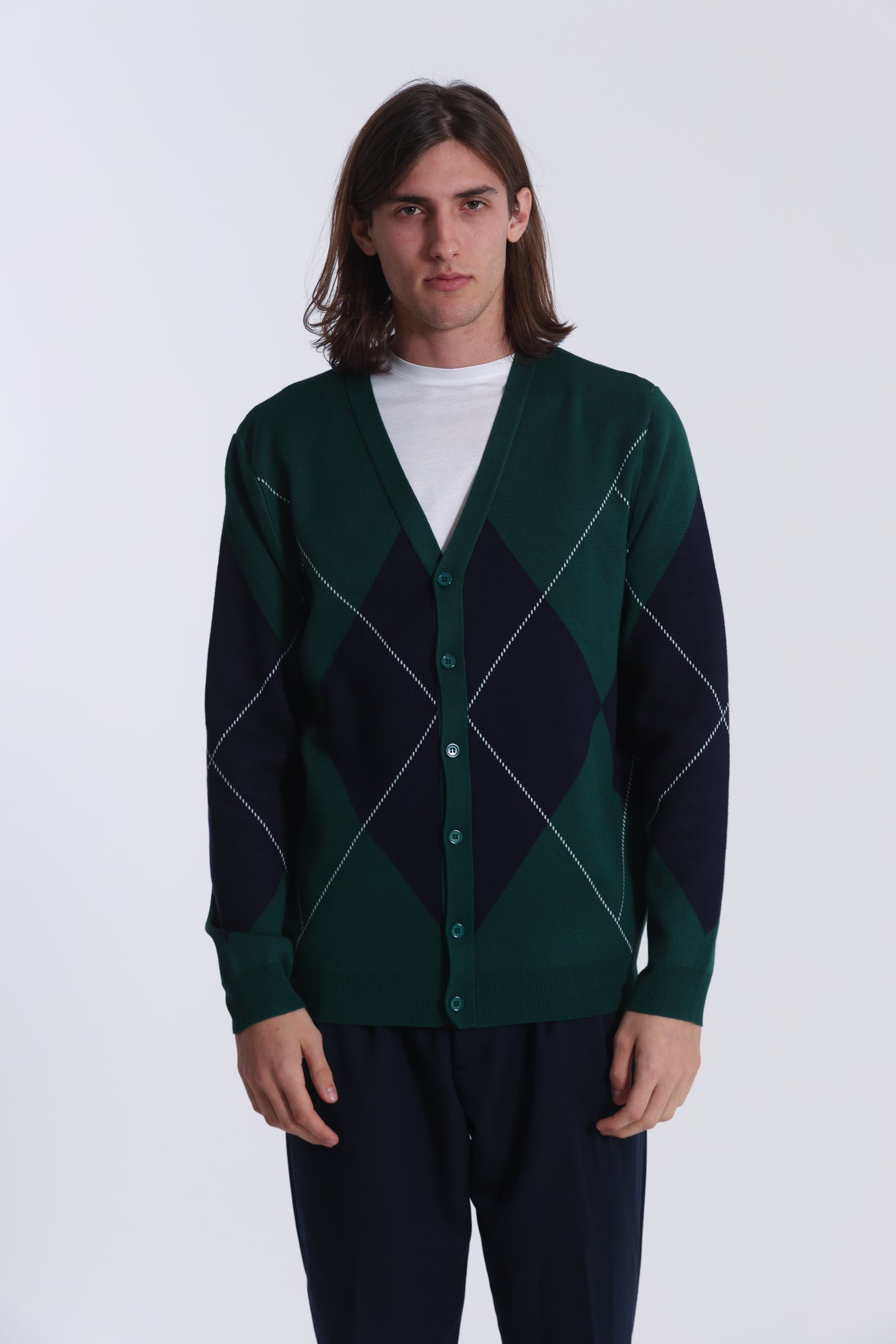 CARDIGAN IN MAGLIA A ROMBI