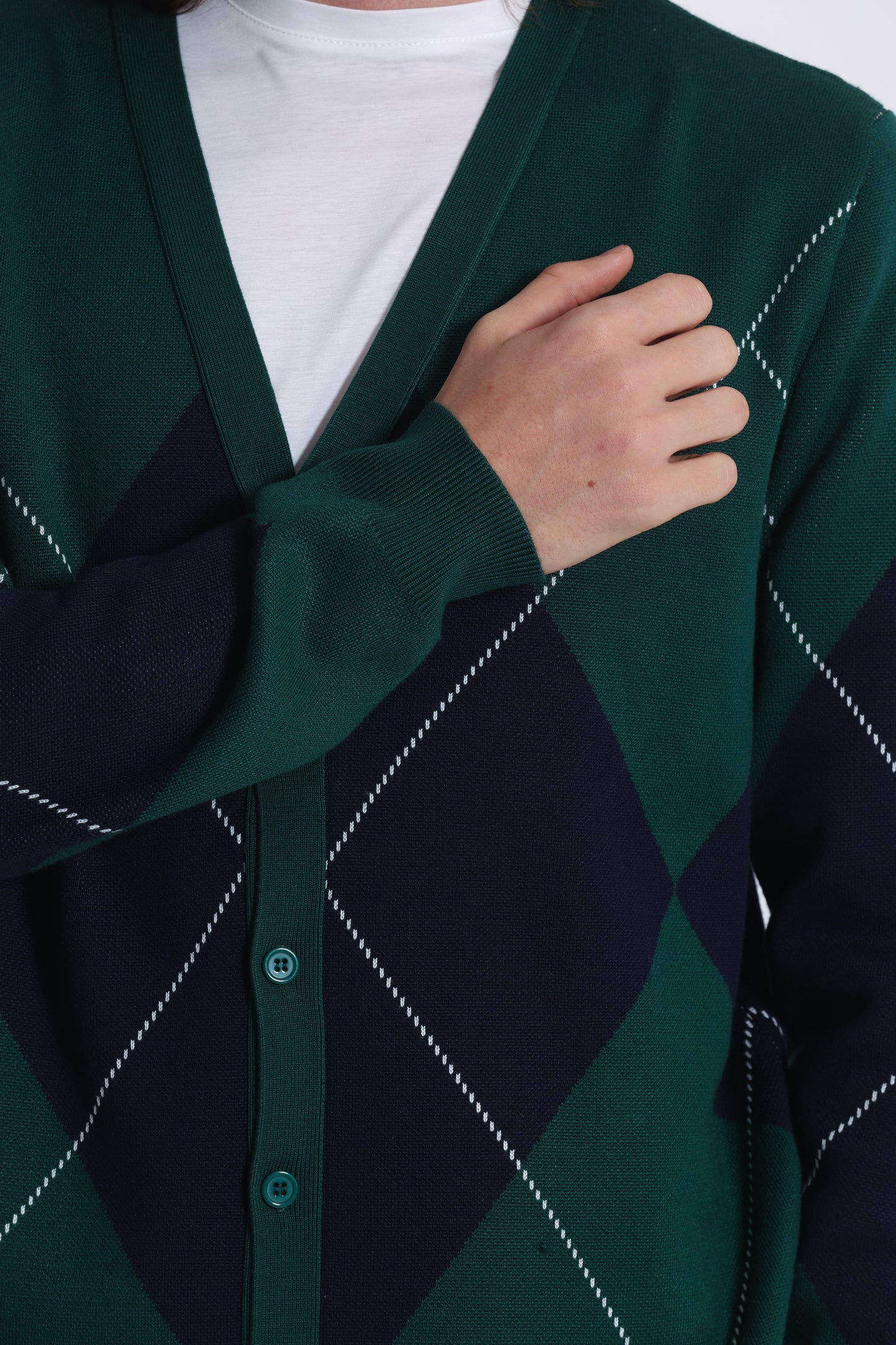 CARDIGAN IN MAGLIA A ROMBI
