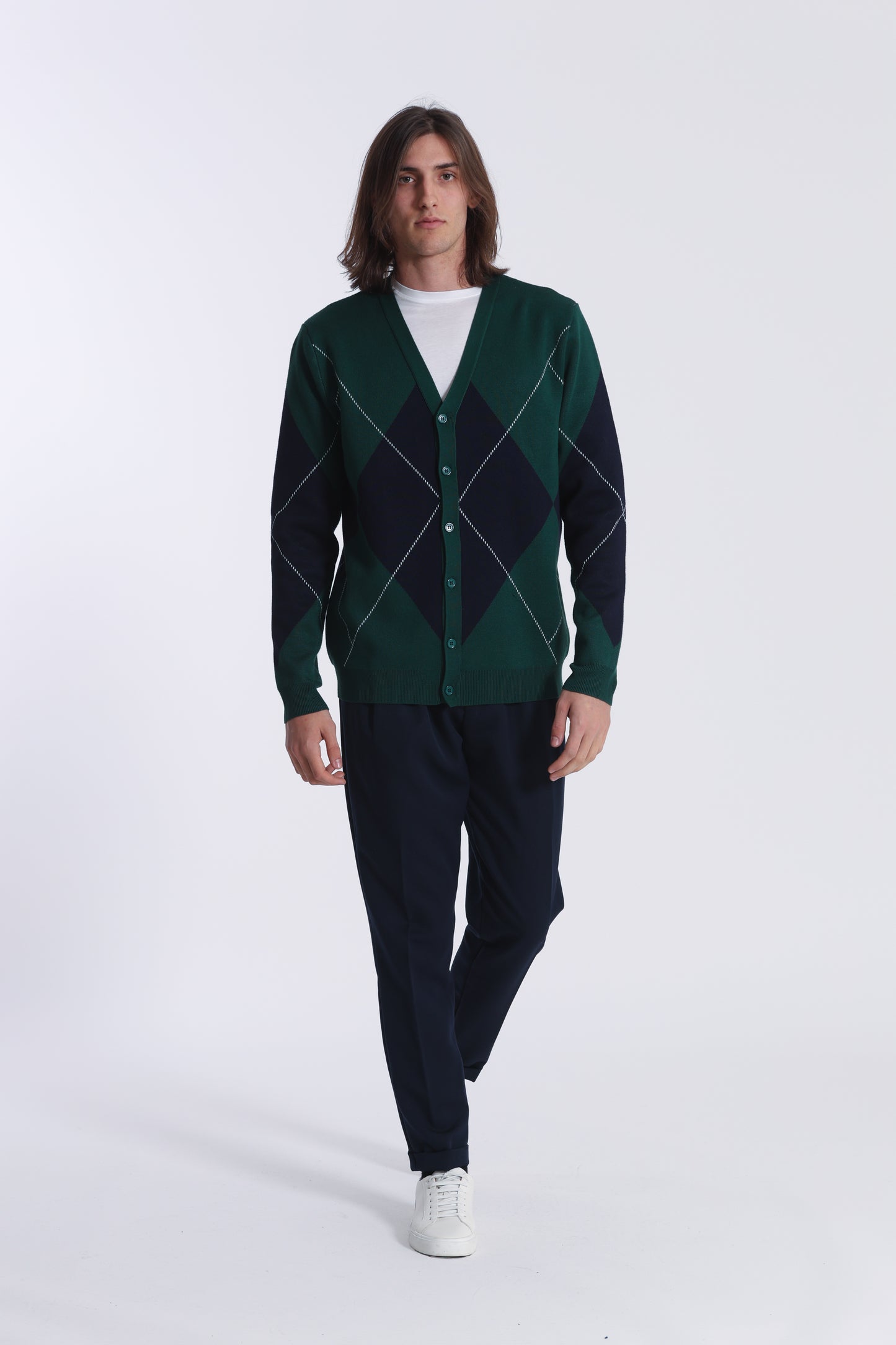 CARDIGAN IN MAGLIA A ROMBI