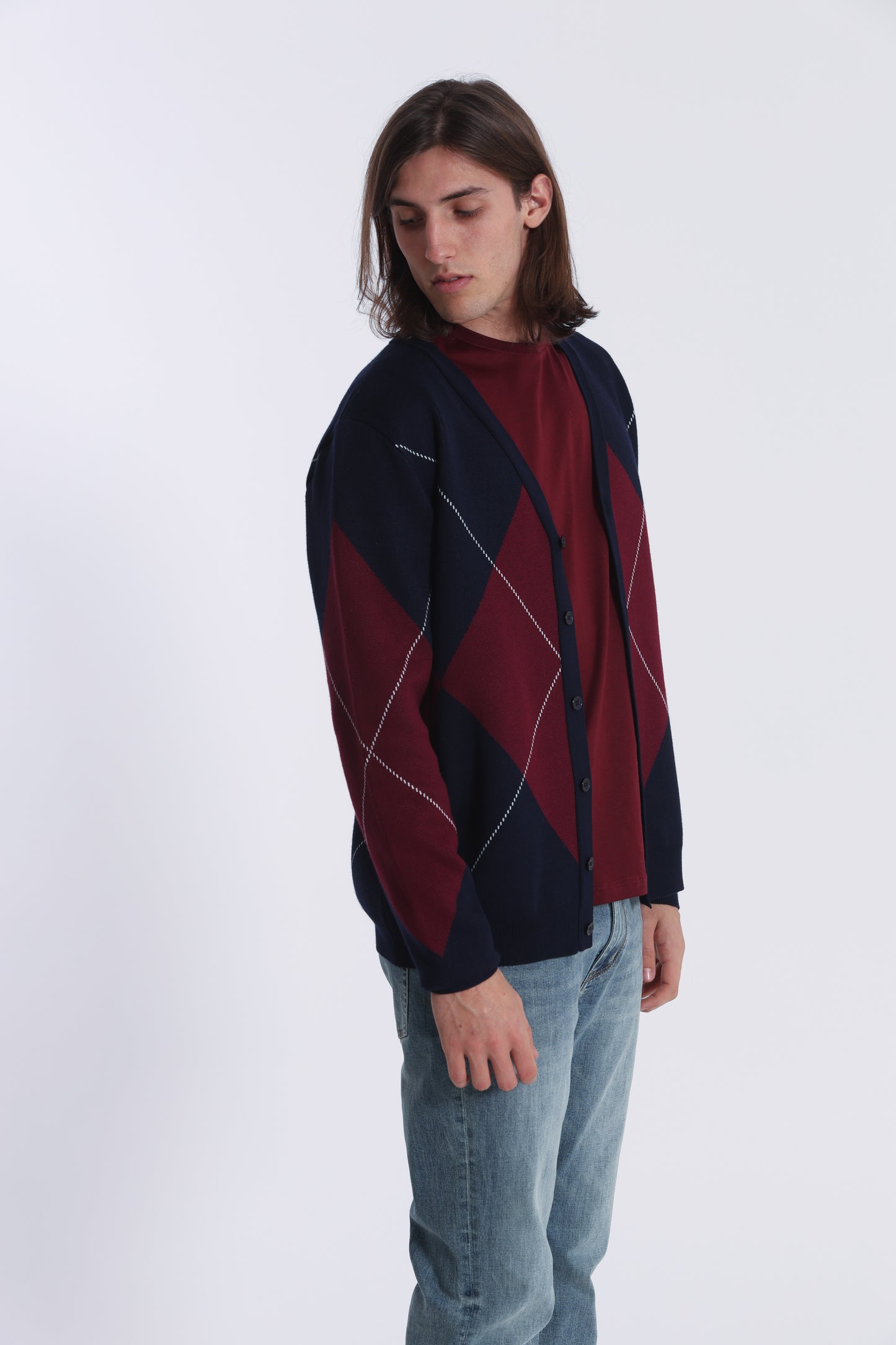 CARDIGAN IN MAGLIA A ROMBI