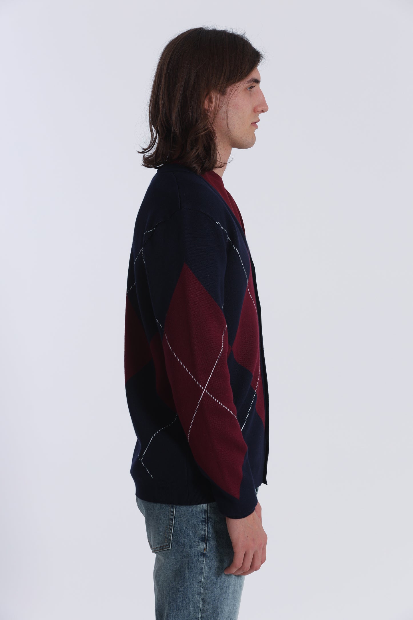 CARDIGAN IN MAGLIA A ROMBI