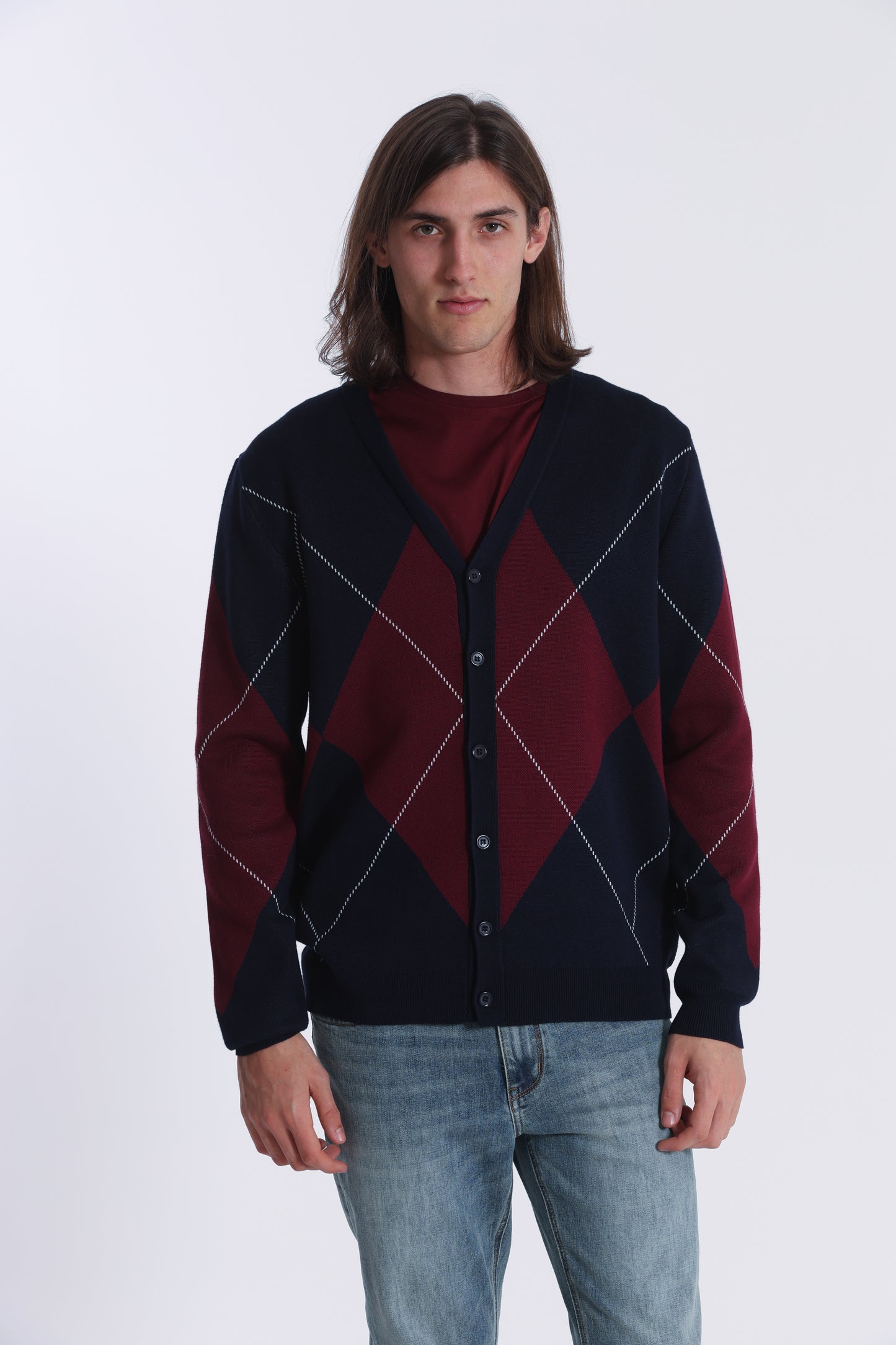 CARDIGAN IN MAGLIA A ROMBI