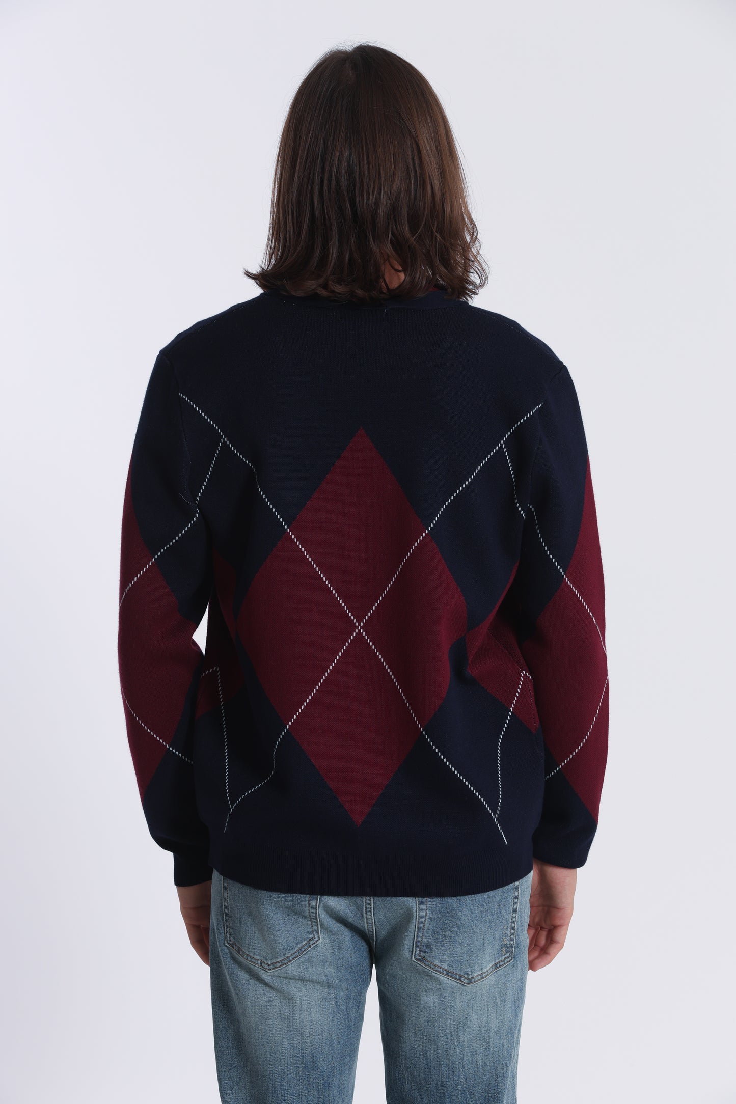 CARDIGAN IN MAGLIA A ROMBI