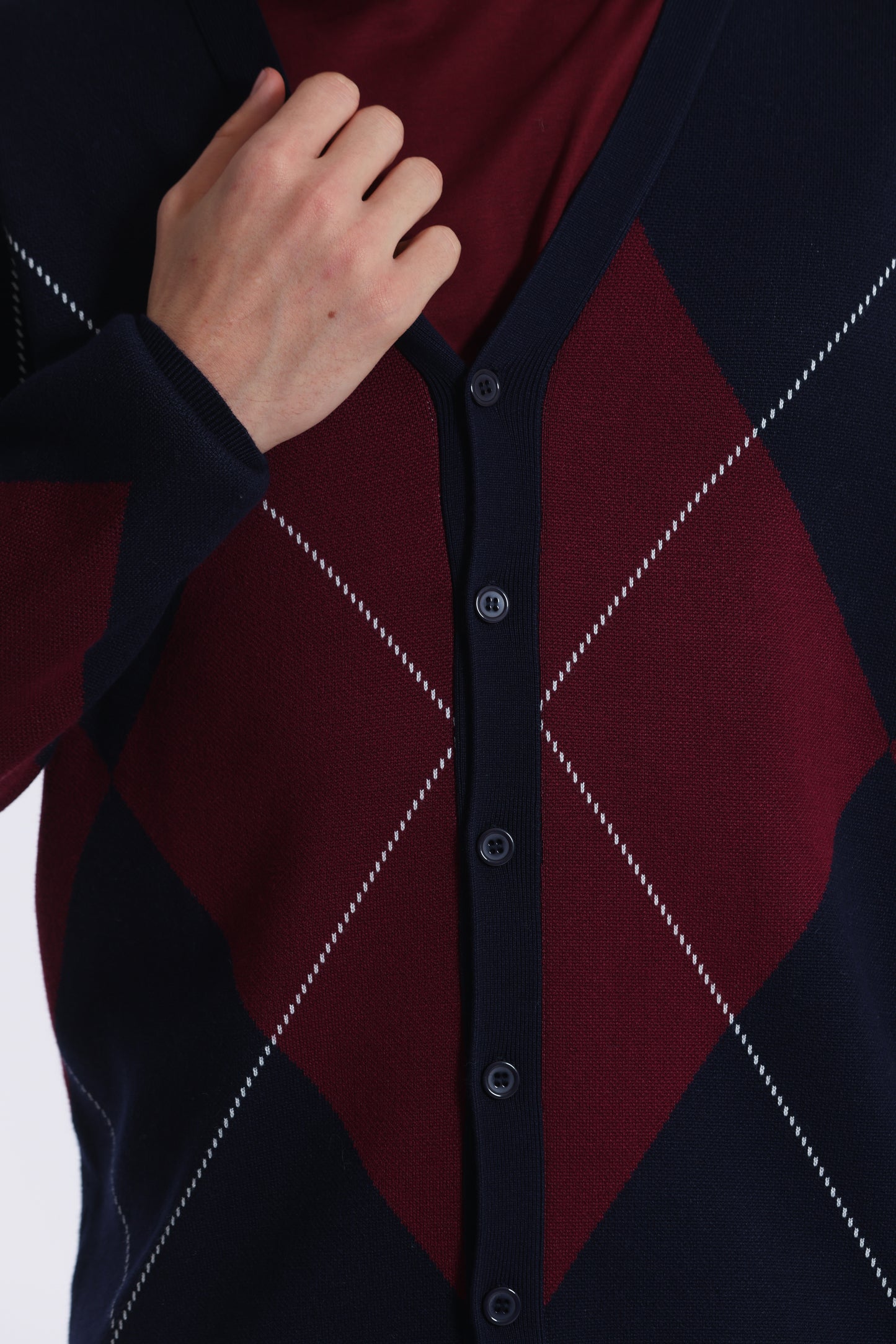 CARDIGAN IN MAGLIA A ROMBI