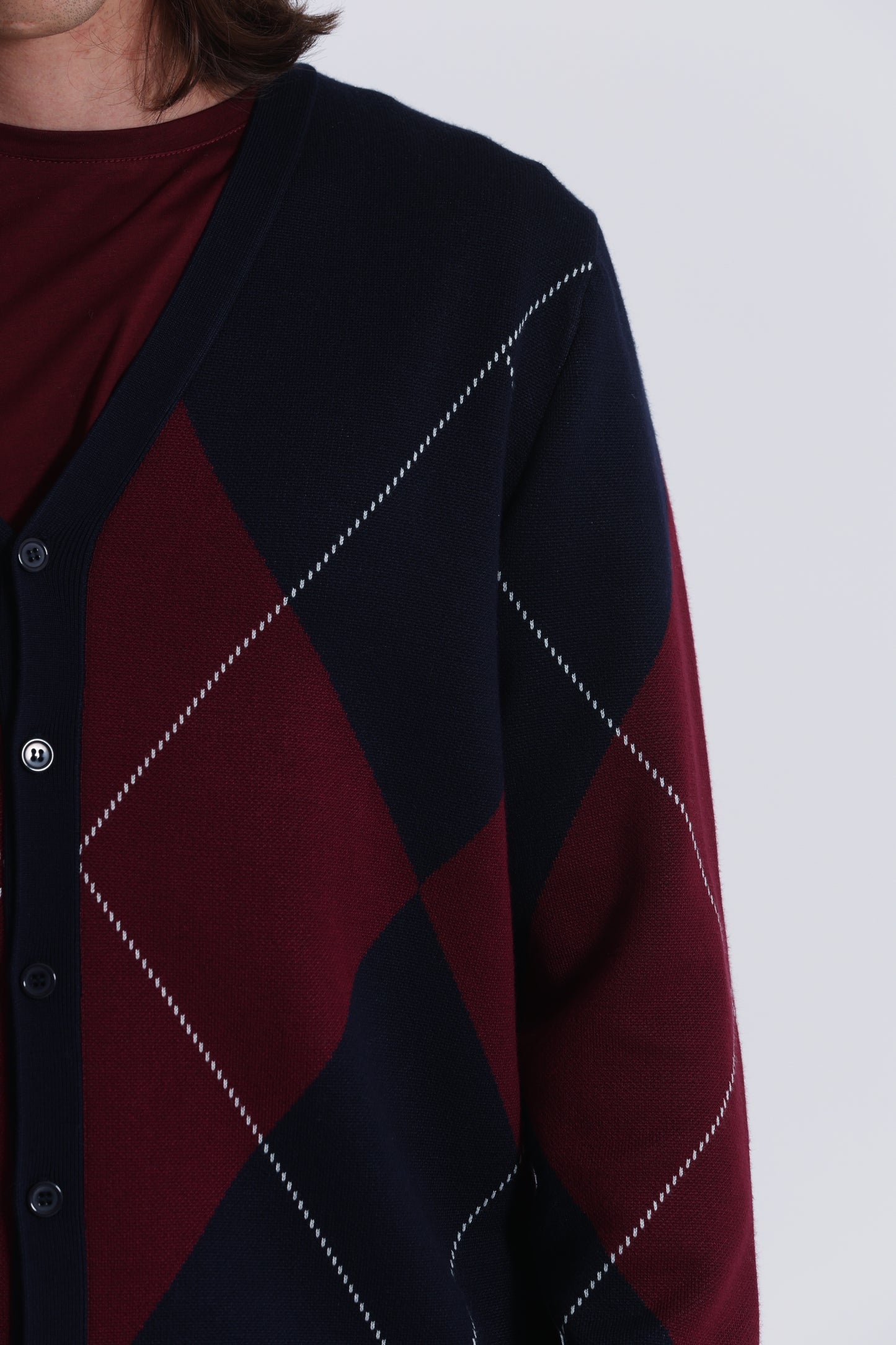CARDIGAN IN MAGLIA A ROMBI