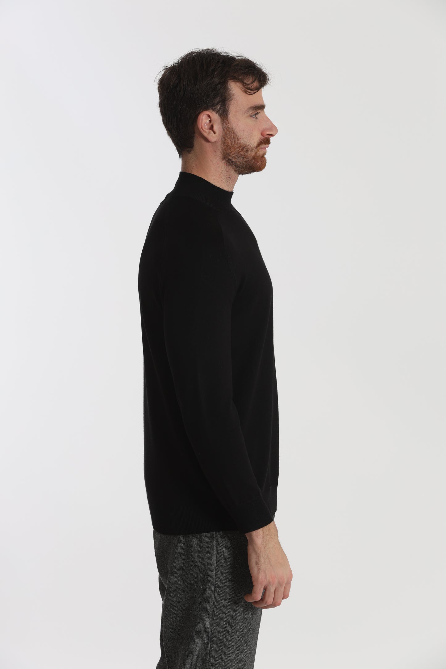PULLOVER IN MAGLIA A MEZZO COLLO IN TINTA UNITA
