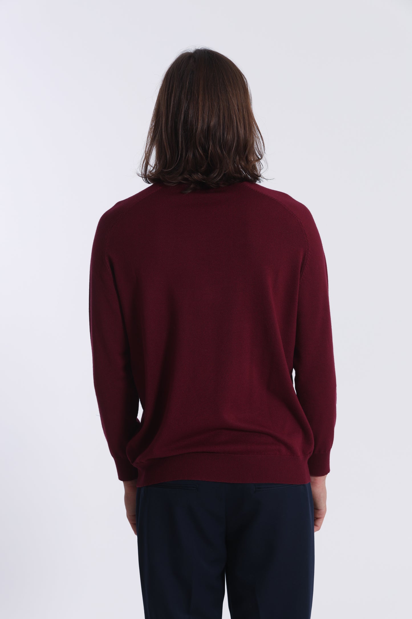 PULLOVER IN MAGLIA A MEZZO COLLO IN TINTA UNITA
