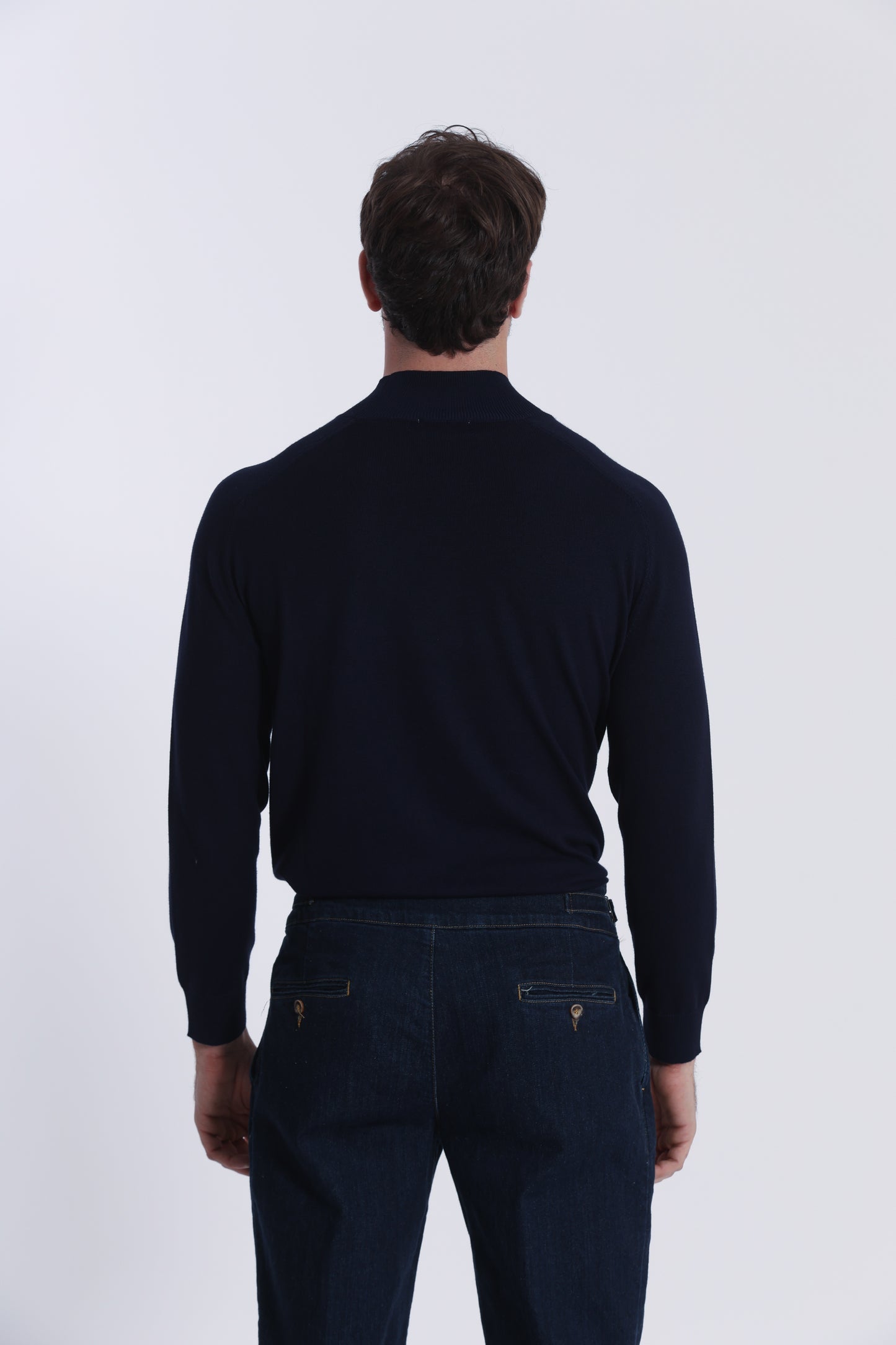 PULLOVER IN MAGLIA A MEZZO COLLO IN TINTA UNITA