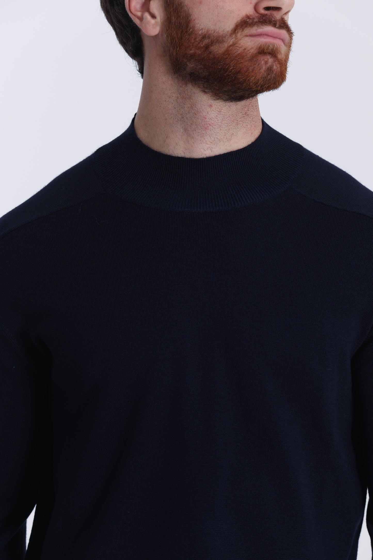 PULLOVER IN MAGLIA A MEZZO COLLO IN TINTA UNITA