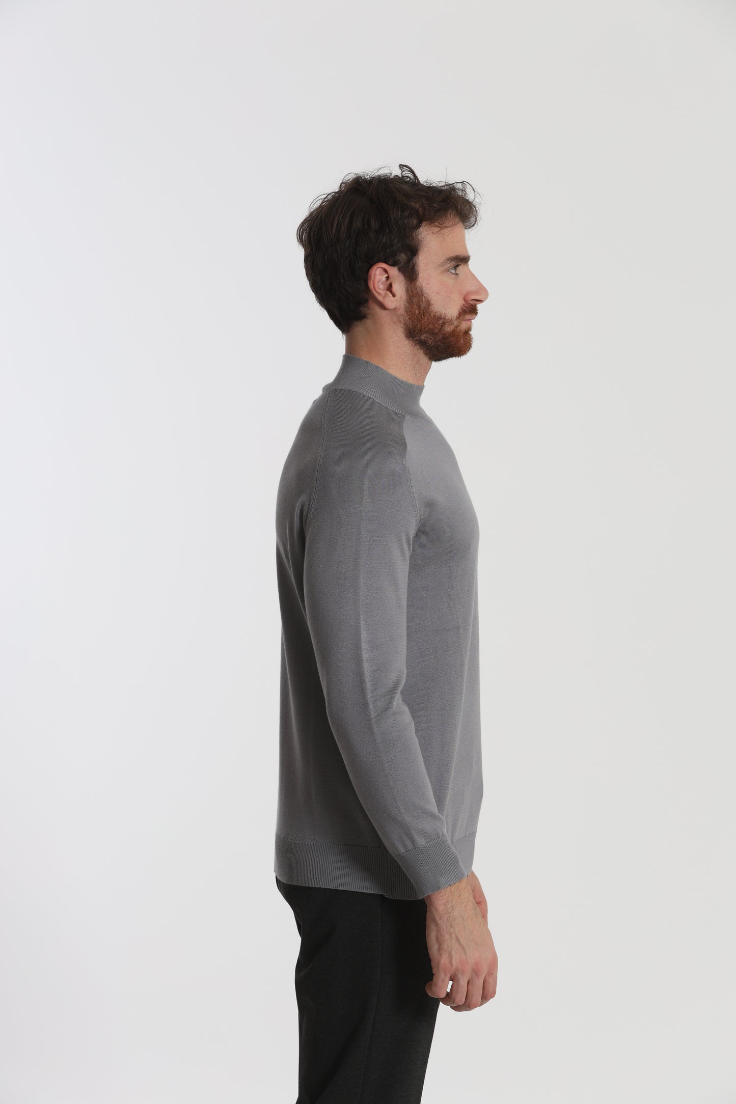 PULLOVER IN MAGLIA A MEZZO COLLO IN TINTA UNITA