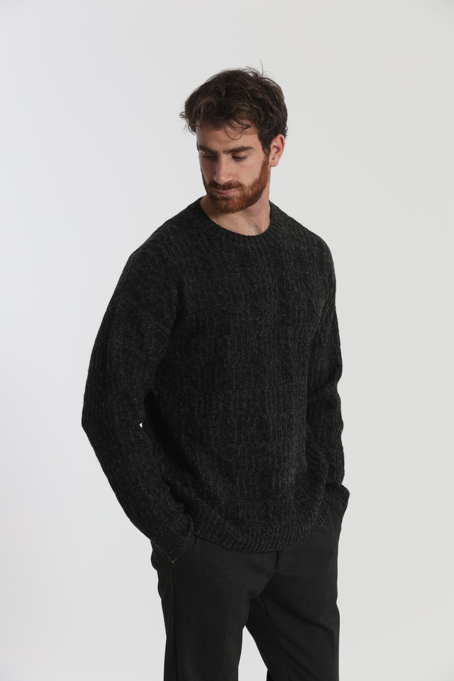 MAGLIA IN MISTO LANA CON TRECCIA
