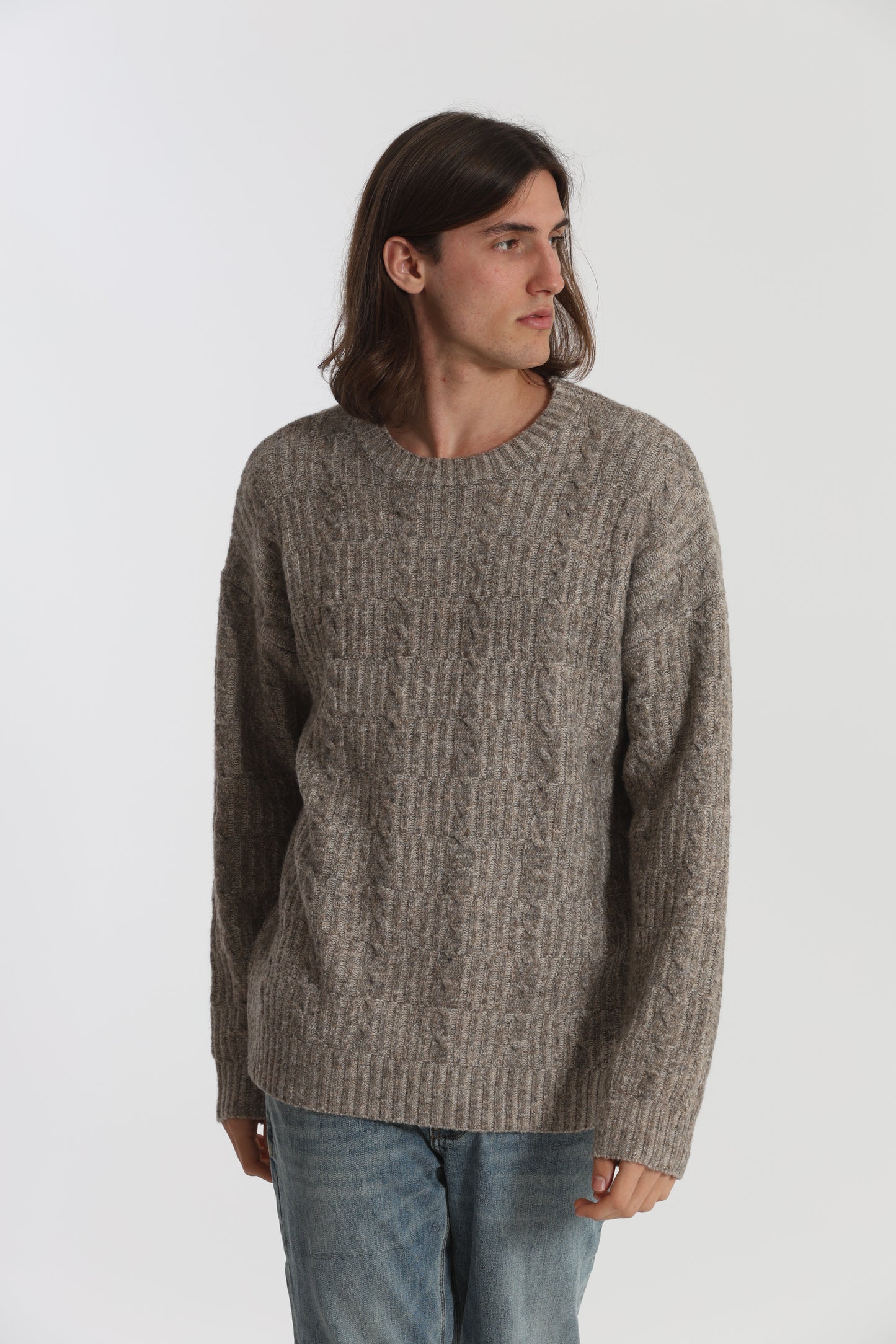 MAGLIA IN MISTO LANA CON TRECCIA