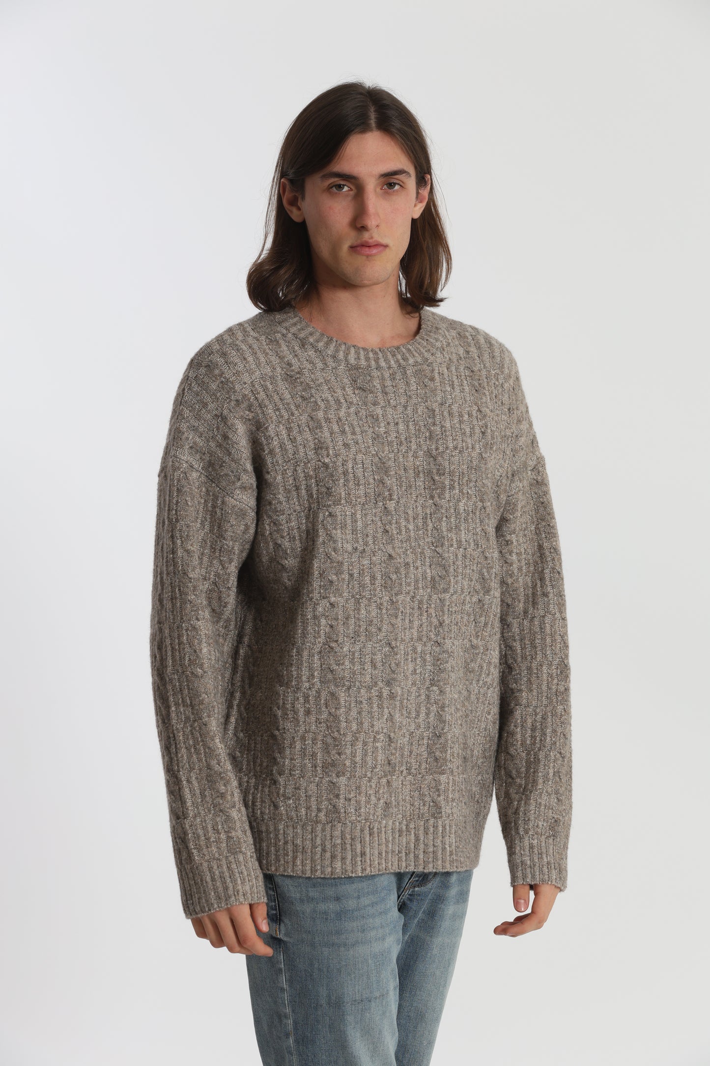 MAGLIA IN MISTO LANA CON TRECCIA
