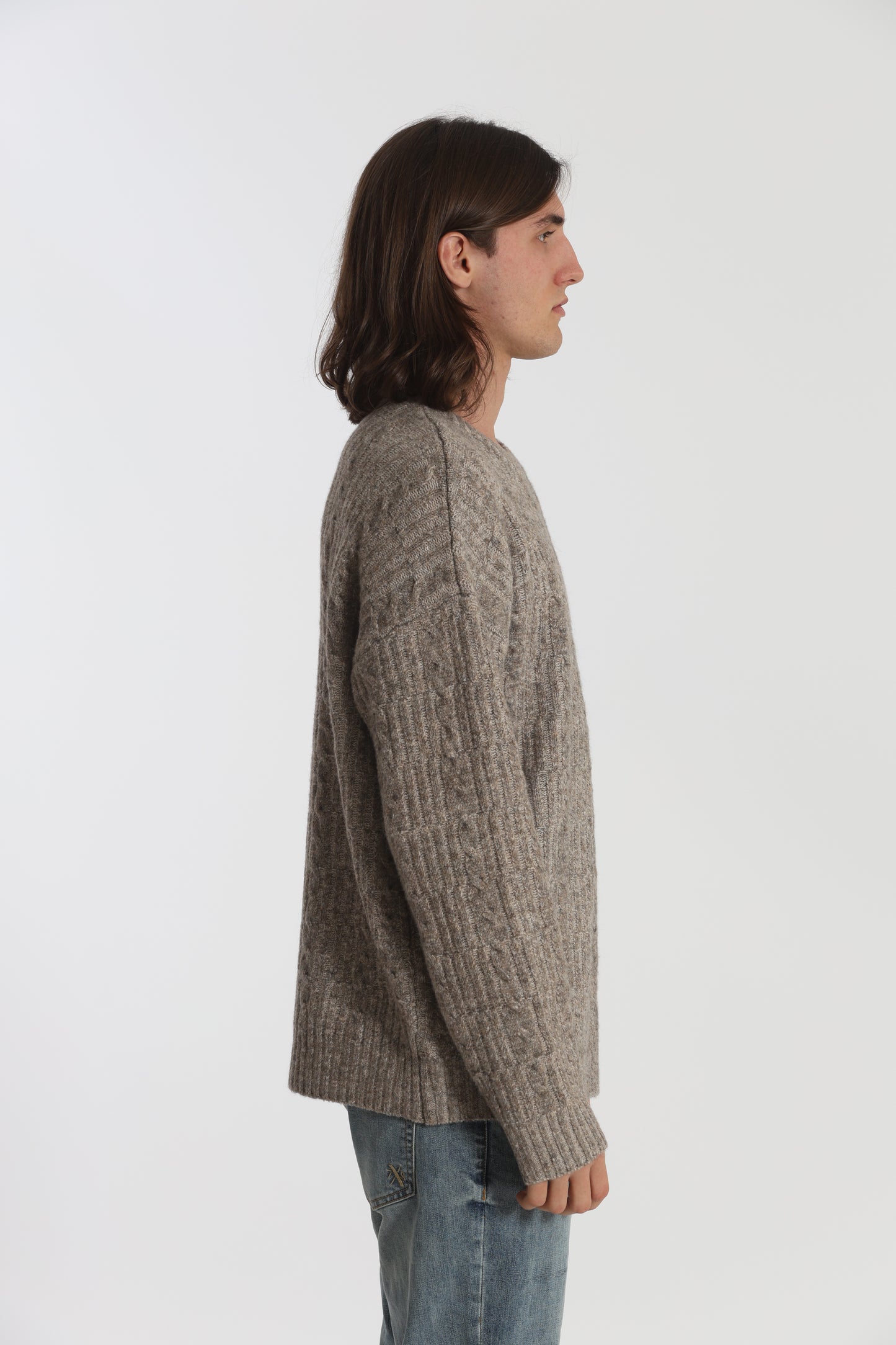 MAGLIA IN MISTO LANA CON TRECCIA