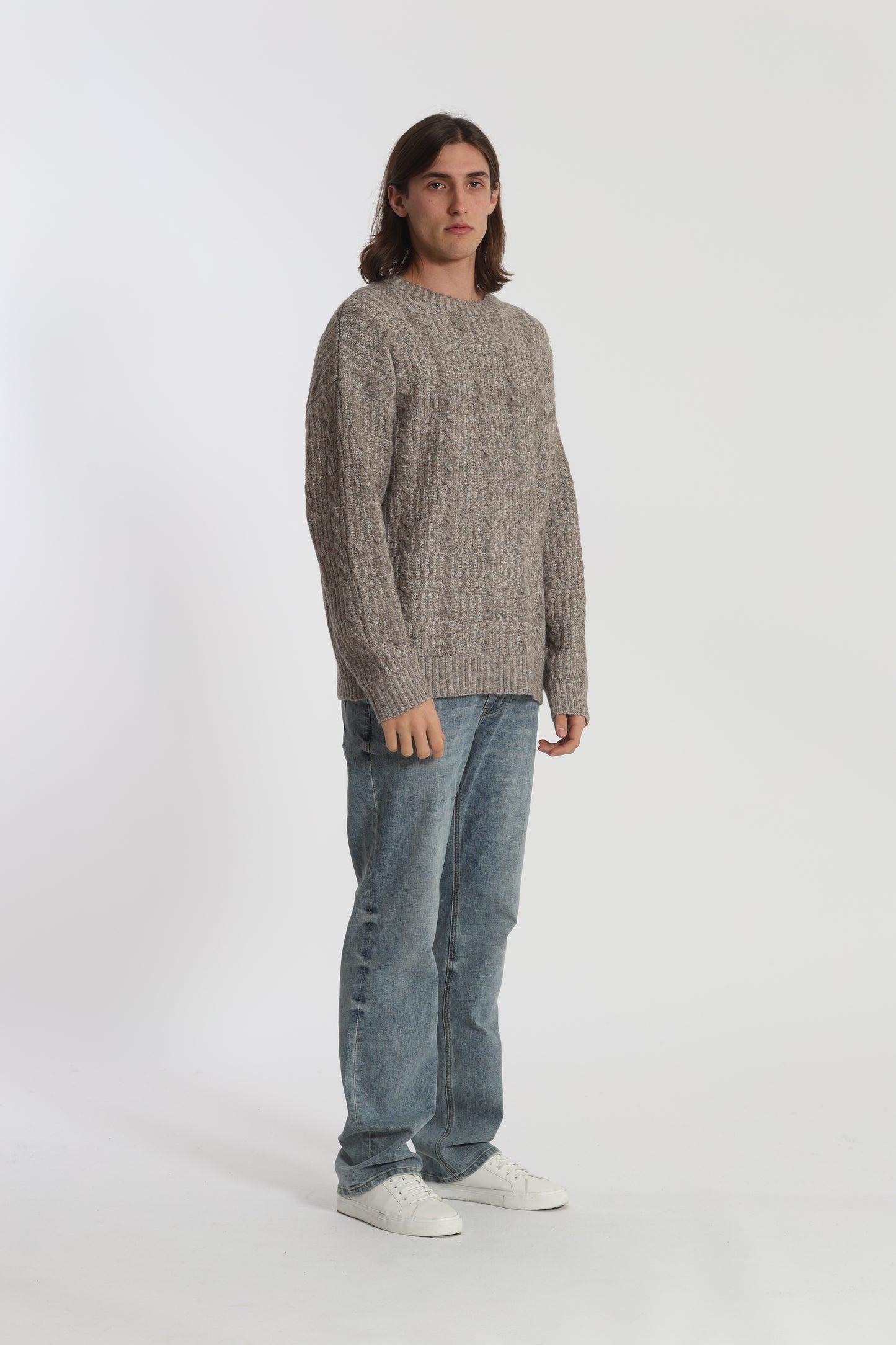 MAGLIA IN MISTO LANA CON TRECCIA
