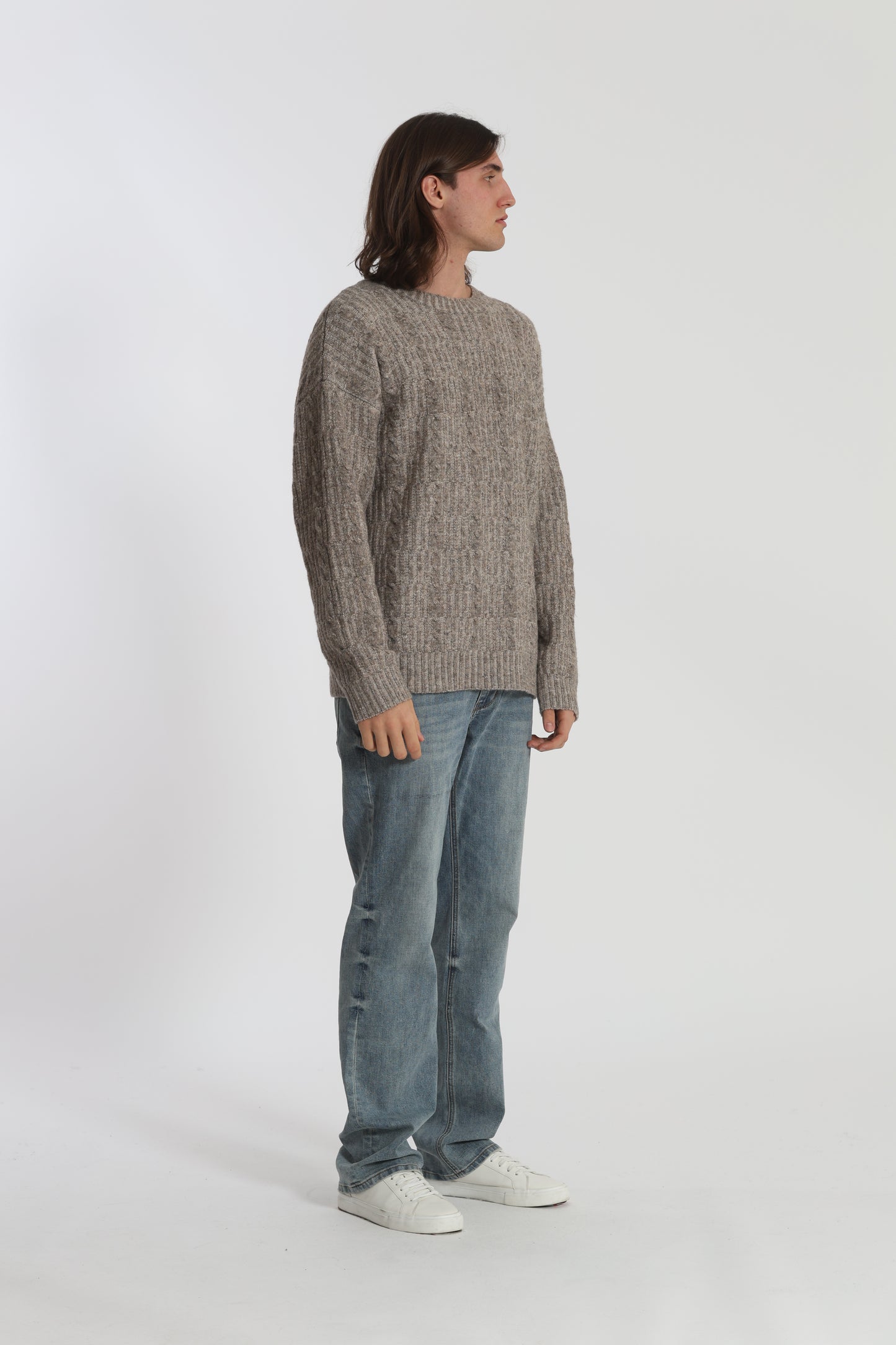 MAGLIA IN MISTO LANA CON TRECCIA