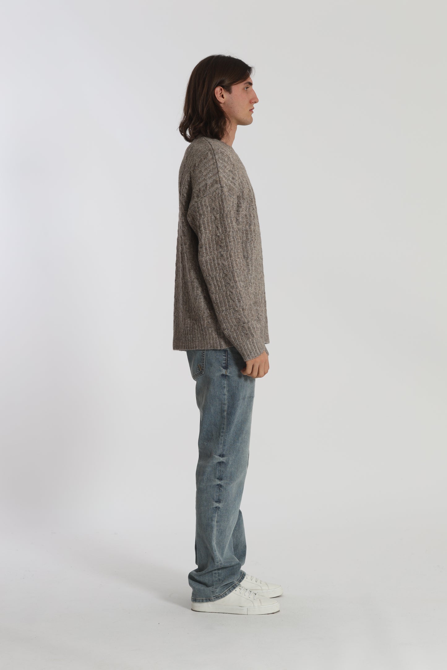 MAGLIA IN MISTO LANA CON TRECCIA