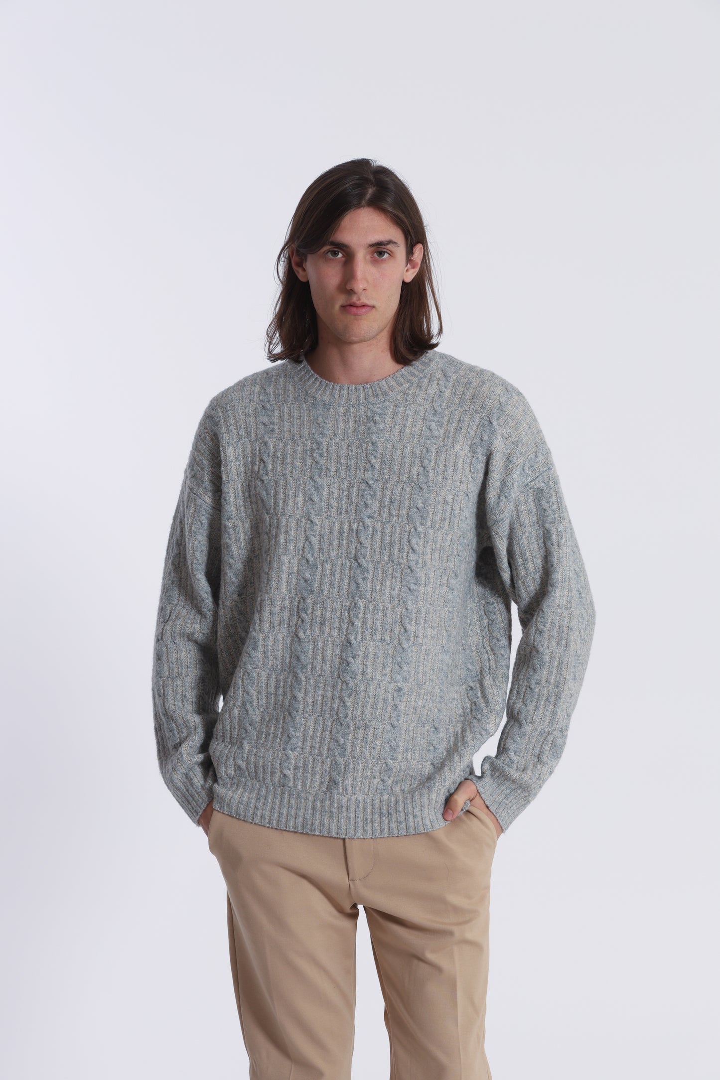 MAGLIA IN MISTO LANA CON TRECCIA