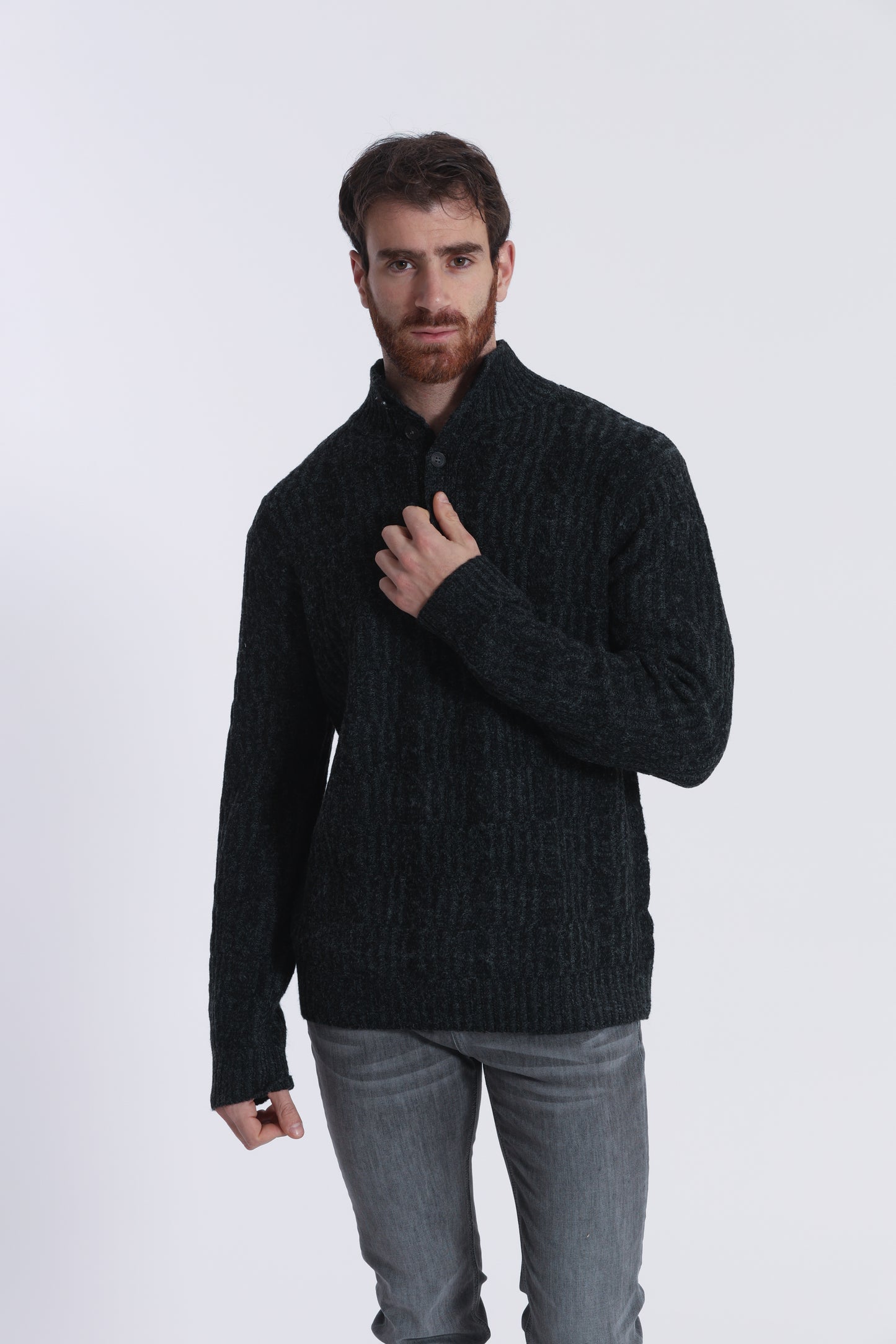MAGLIA A MEZZO COLLO IN MISTO LANA CON TRECCIA