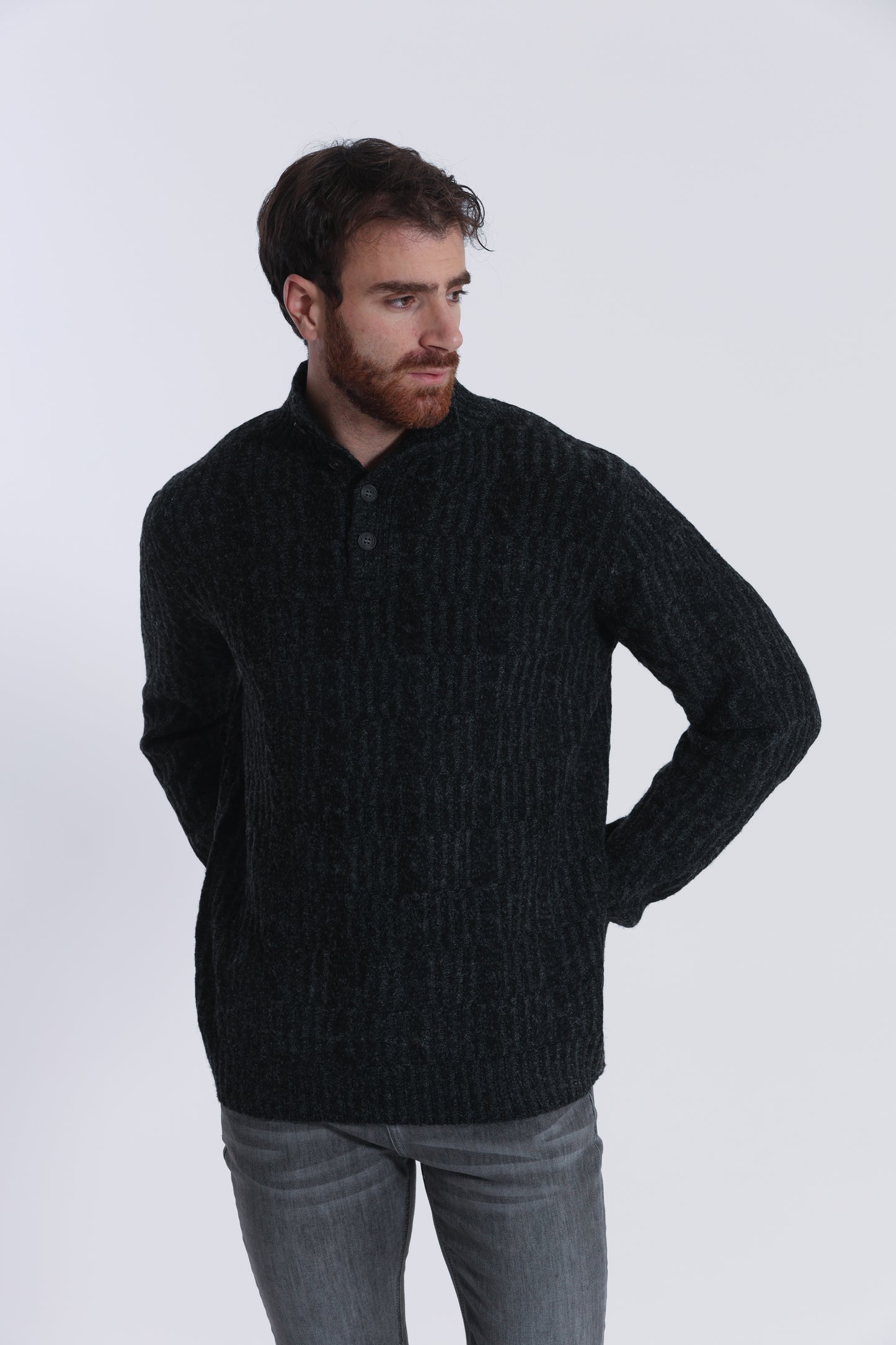 MAGLIA A MEZZO COLLO IN MISTO LANA CON TRECCIA