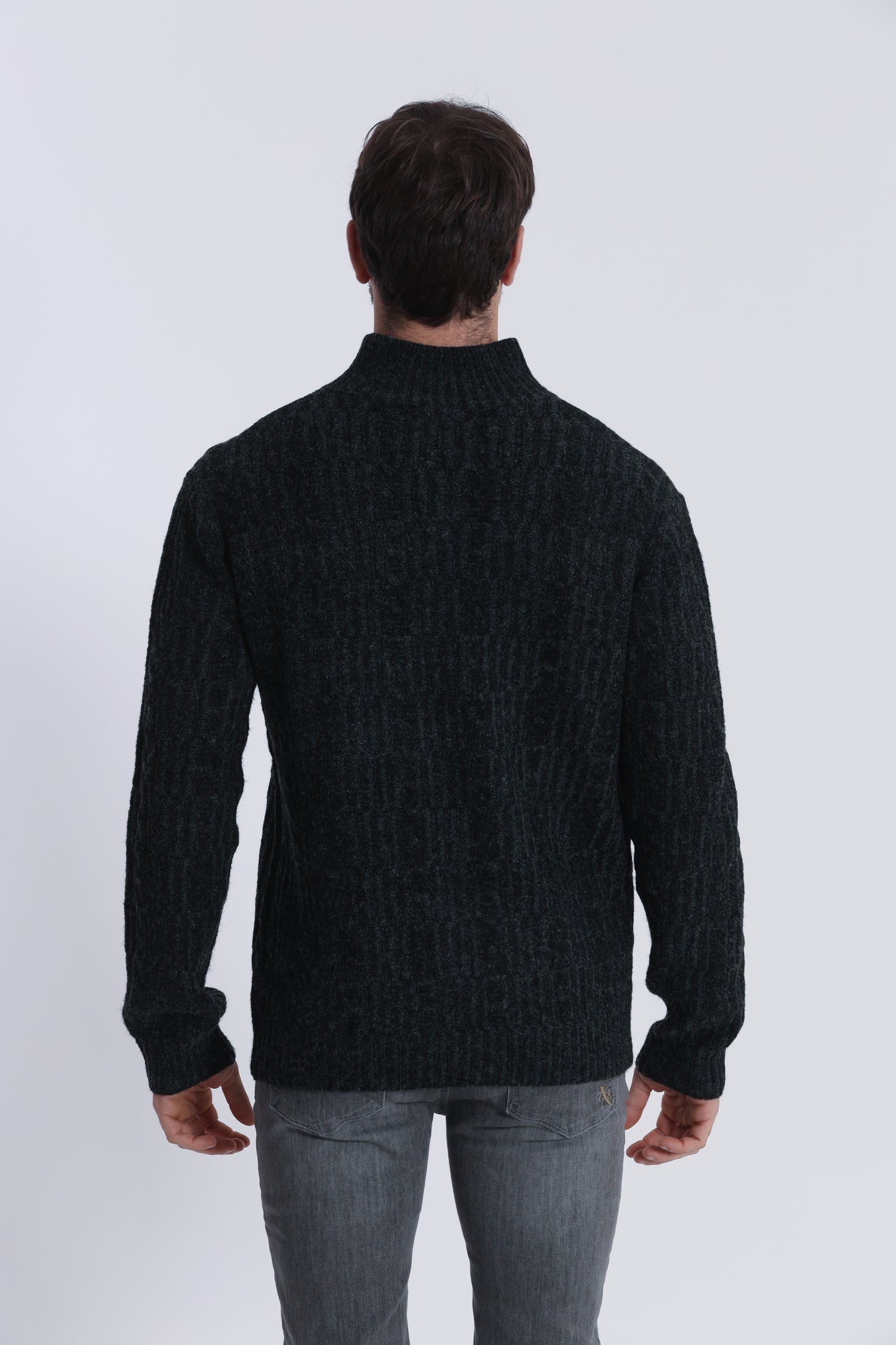 MAGLIA A MEZZO COLLO IN MISTO LANA CON TRECCIA