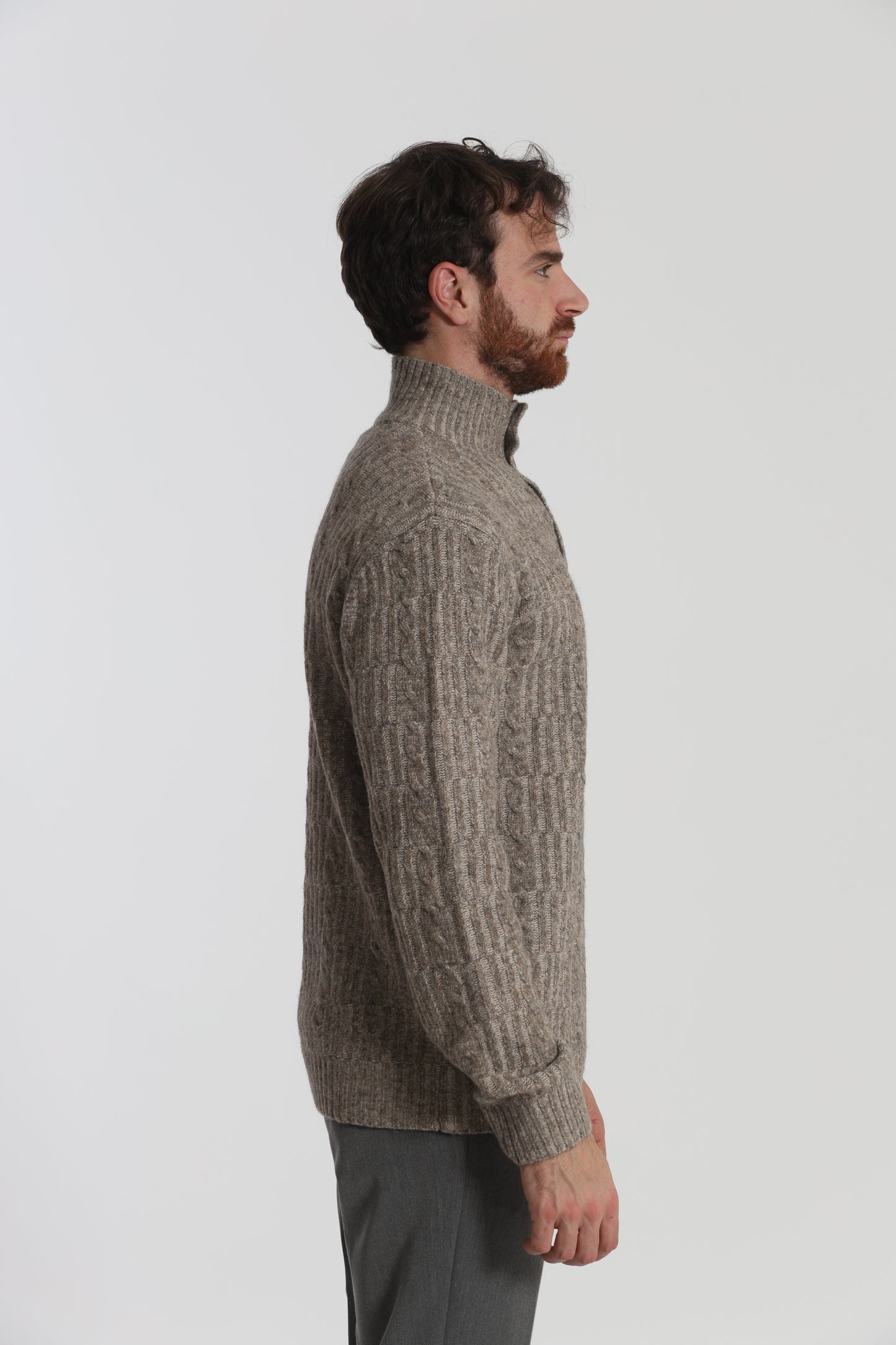 MAGLIA A MEZZO COLLO IN MISTO LANA CON TRECCIA