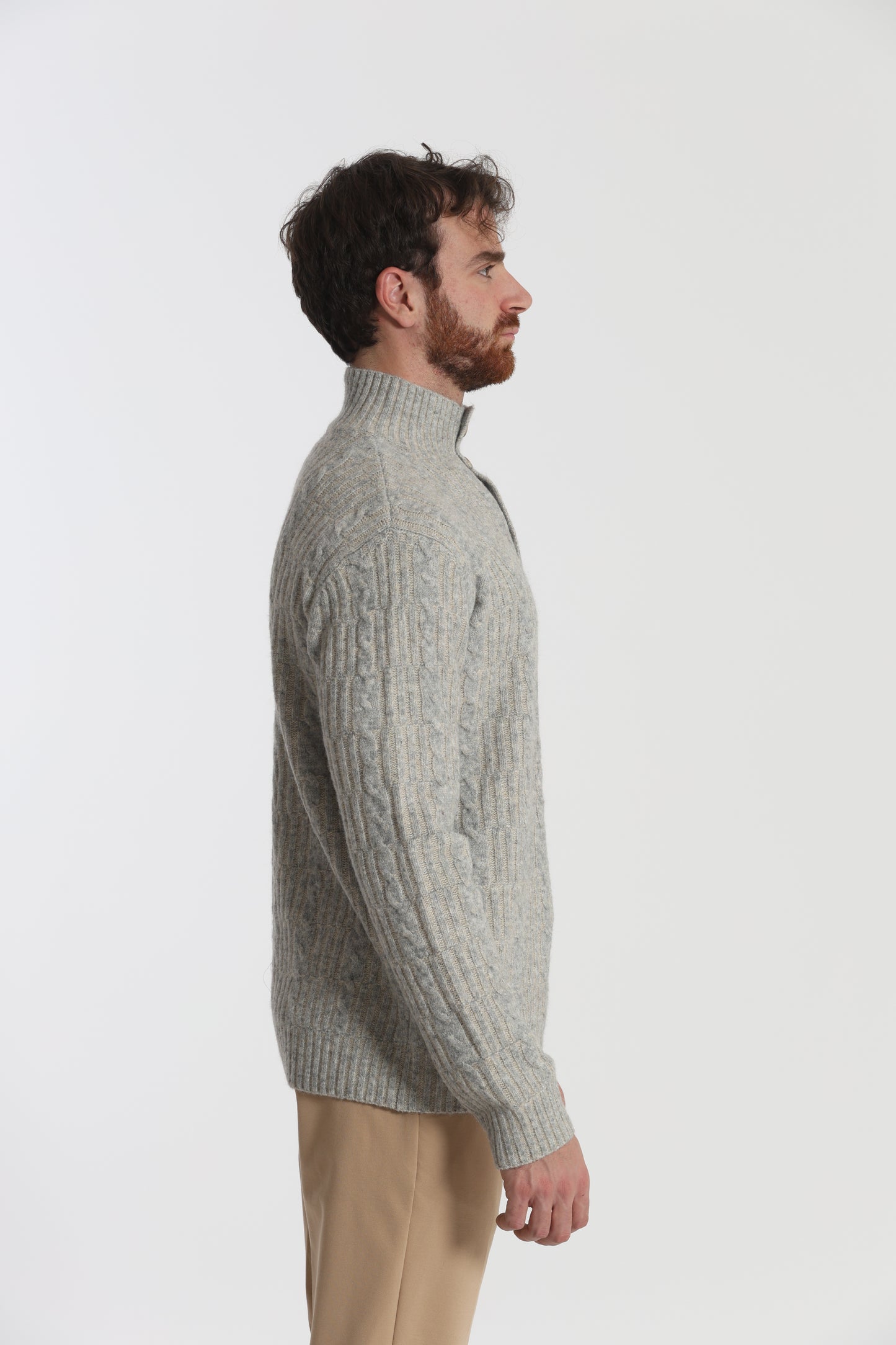 MAGLIA A MEZZO COLLO IN MISTO LANA CON TRECCIA