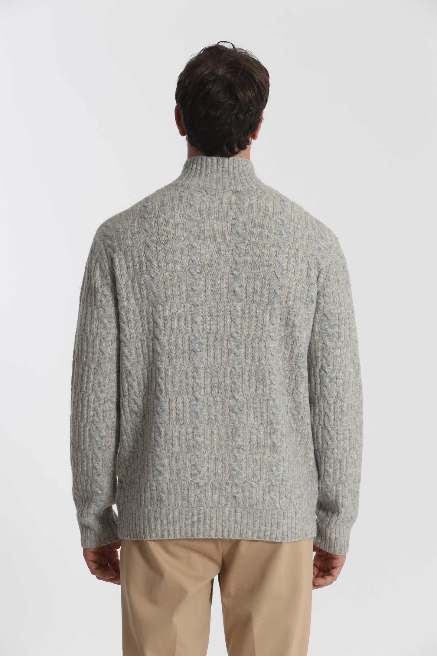 MAGLIA A MEZZO COLLO IN MISTO LANA CON TRECCIA