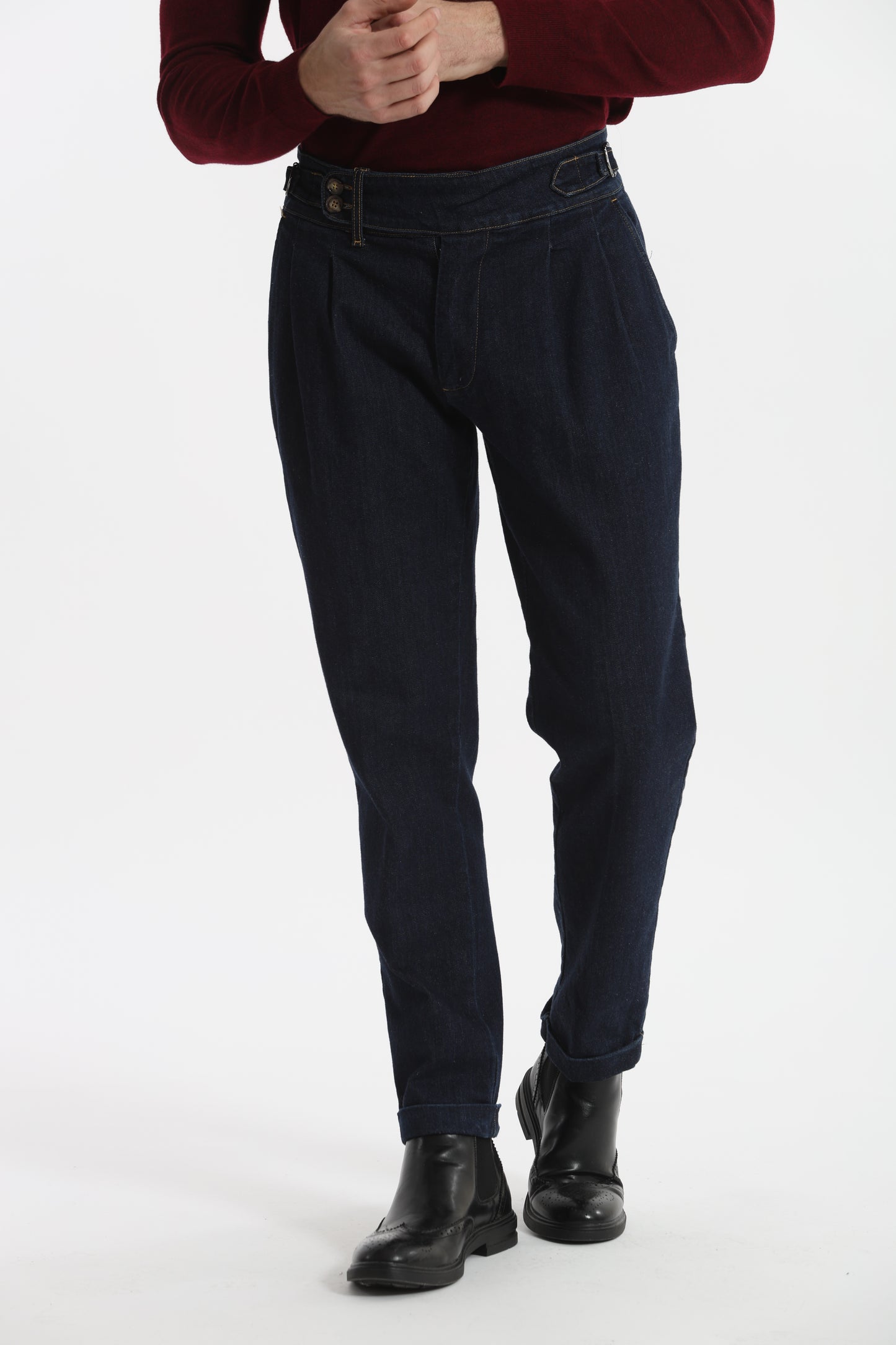 PANTALONI IN DENIM CON CINTURINI