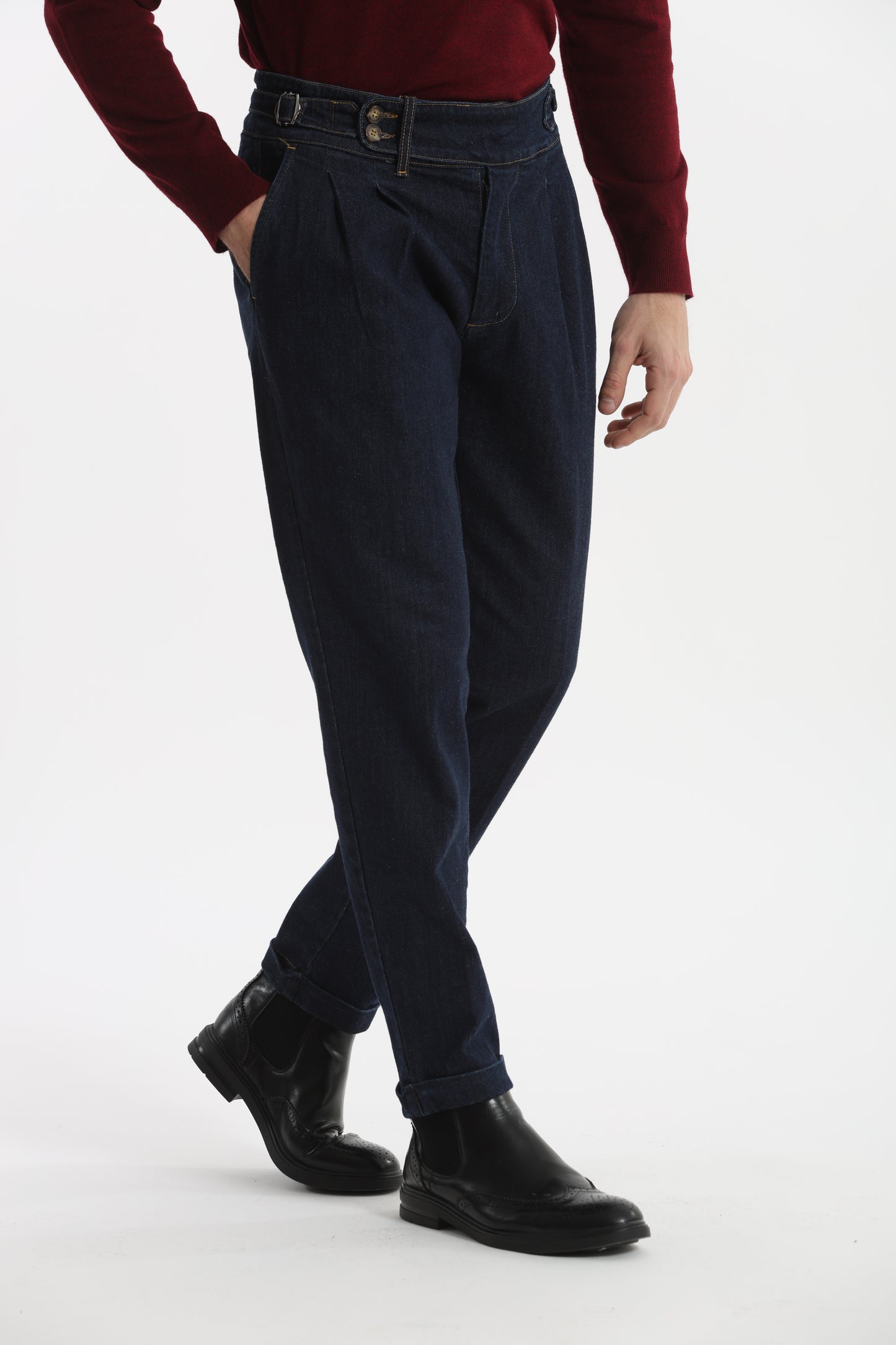 PANTALONI IN DENIM CON CINTURINI