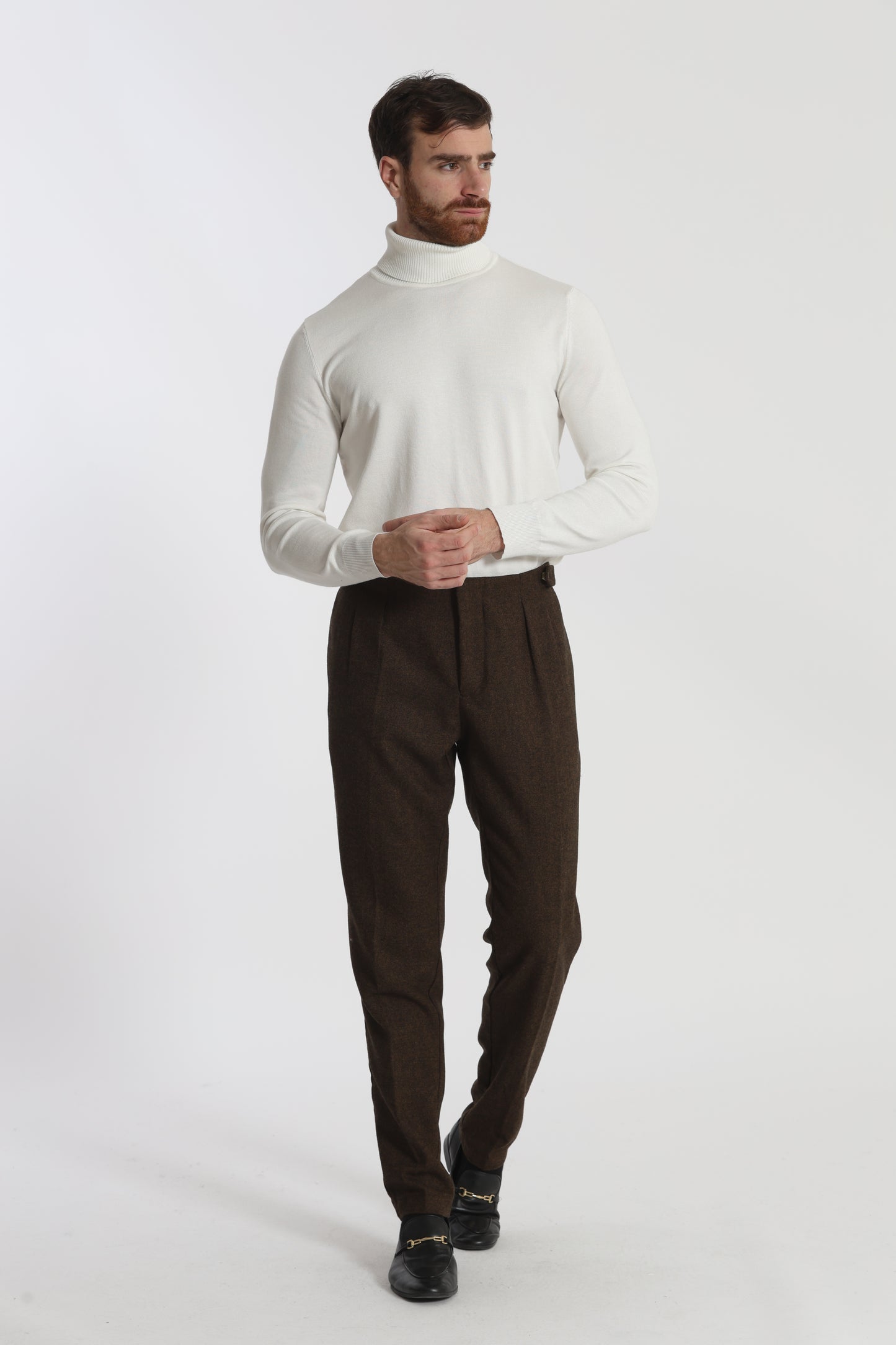 PANTALONI IN MISTO LANA CON CINTURINI