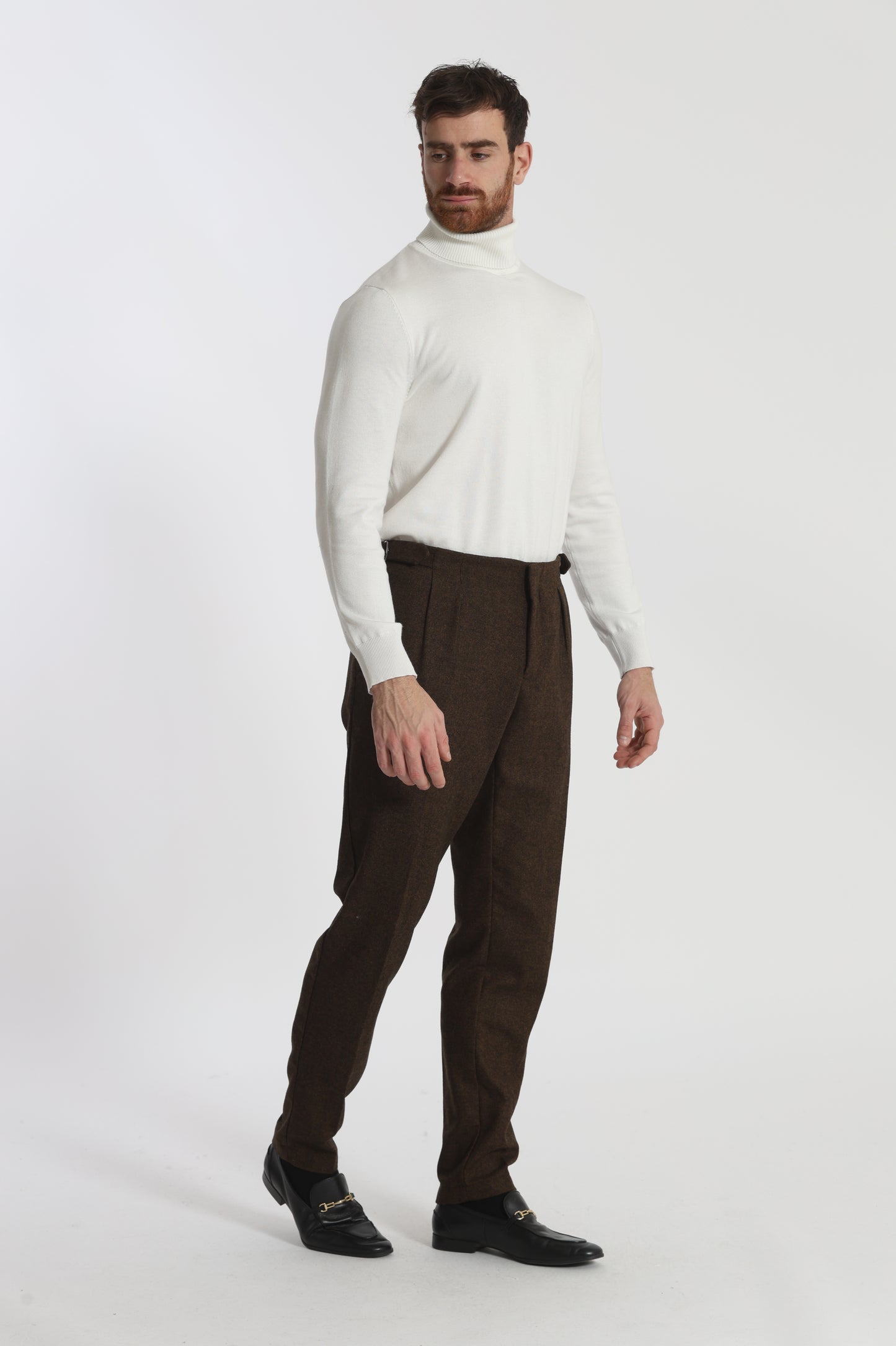 PANTALONI IN MISTO LANA CON CINTURINI