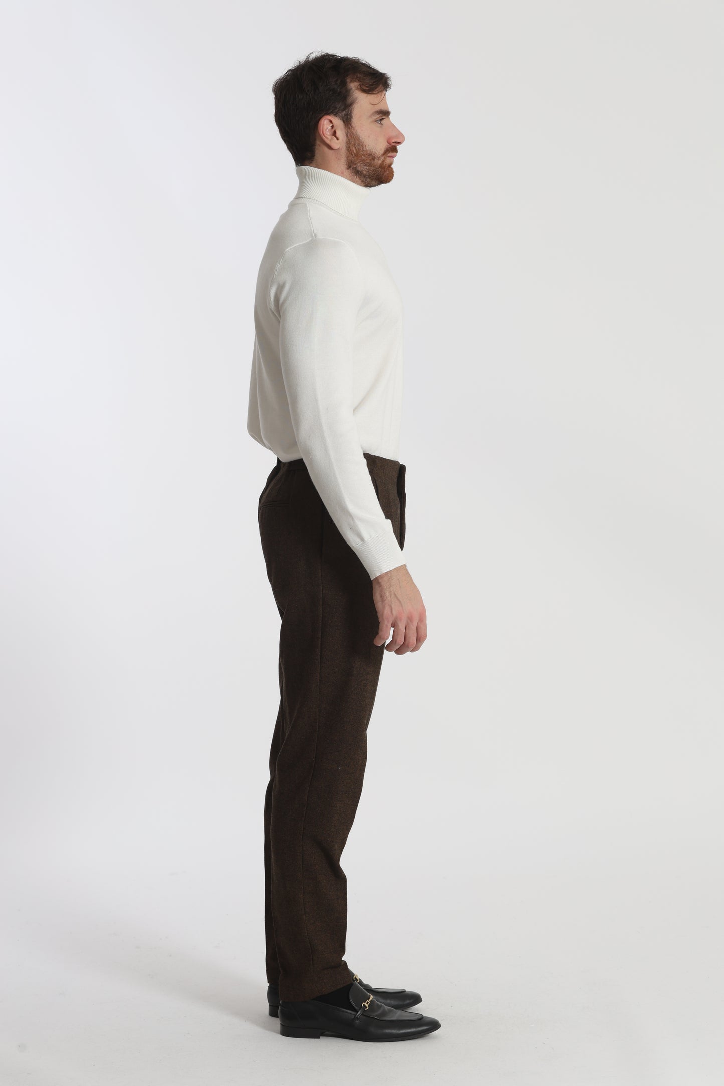 PANTALONI IN MISTO LANA CON CINTURINI