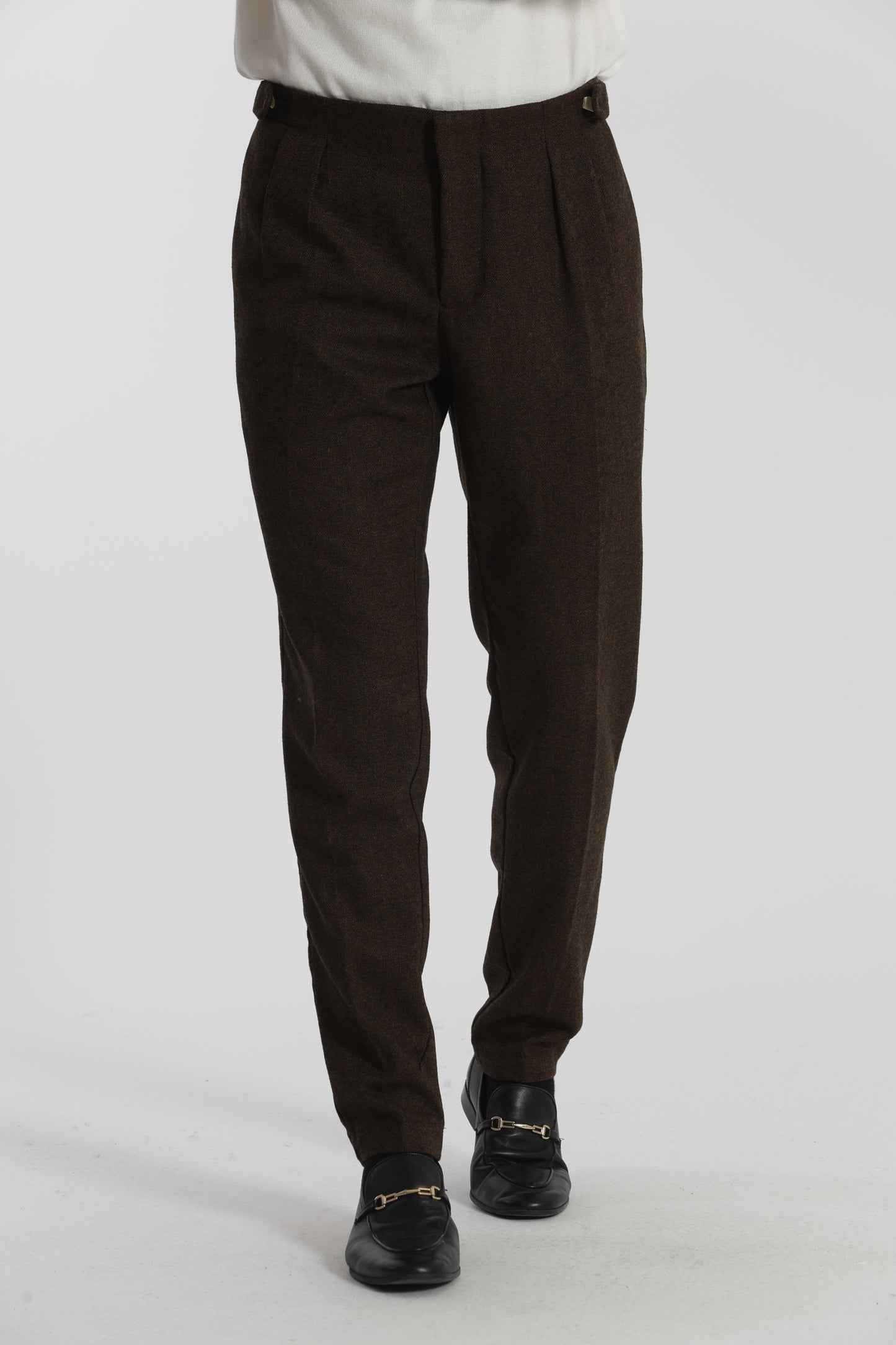 PANTALONI IN MISTO LANA CON CINTURINI