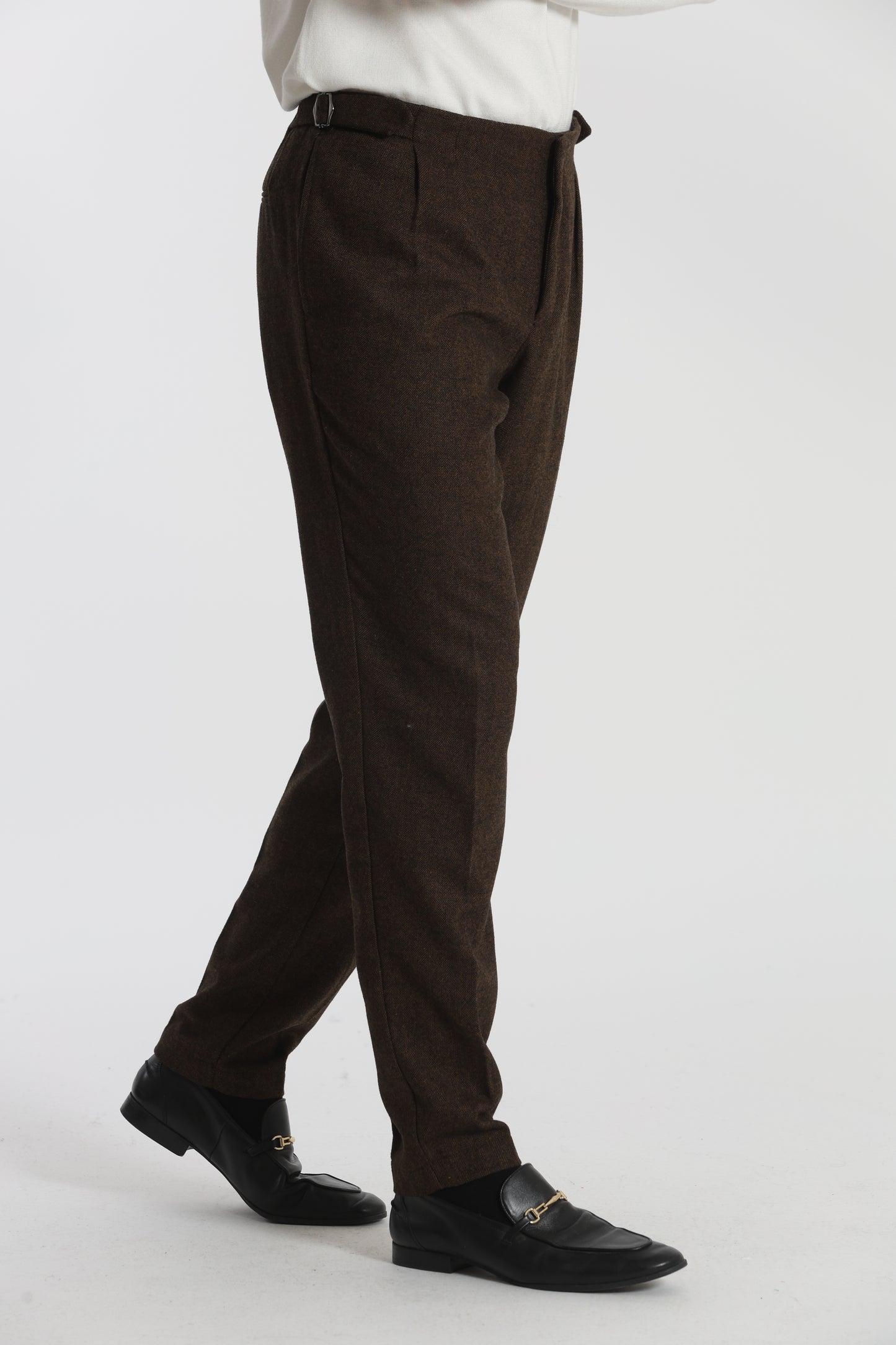 PANTALONI IN MISTO LANA CON CINTURINI