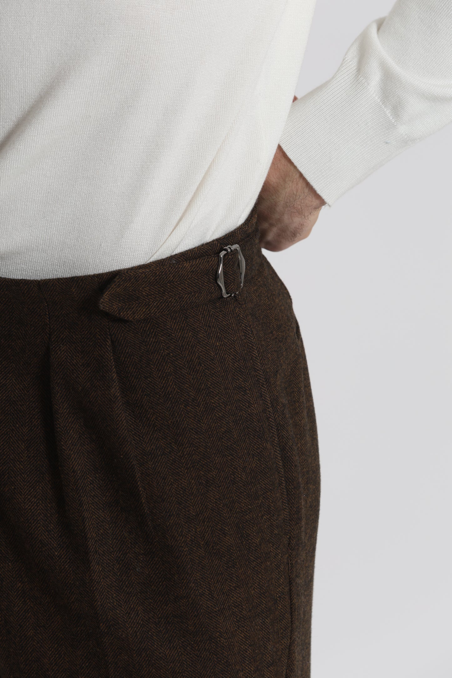 PANTALONI IN MISTO LANA CON CINTURINI