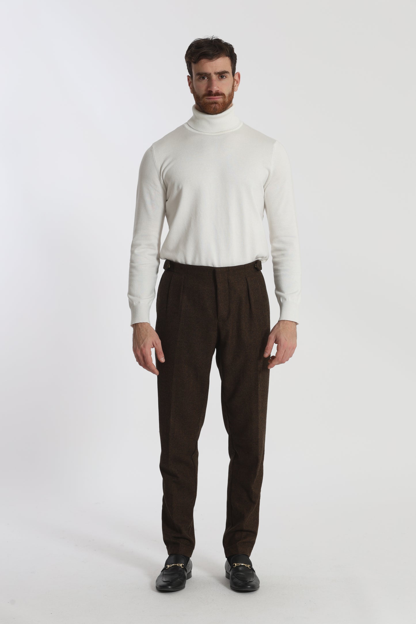 PANTALONI IN MISTO LANA CON CINTURINI