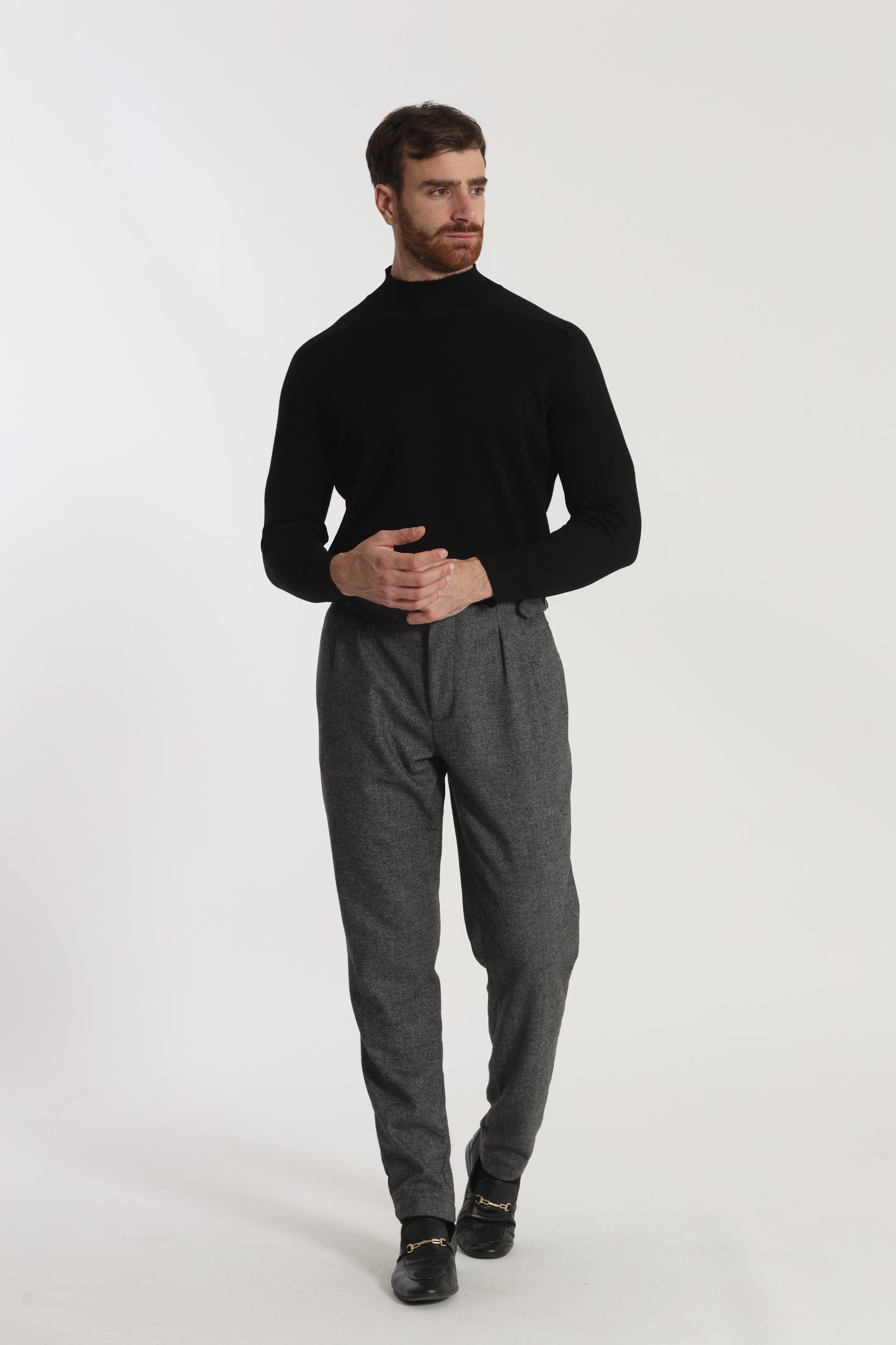 PANTALONI IN MISTO LANA CON CINTURINI