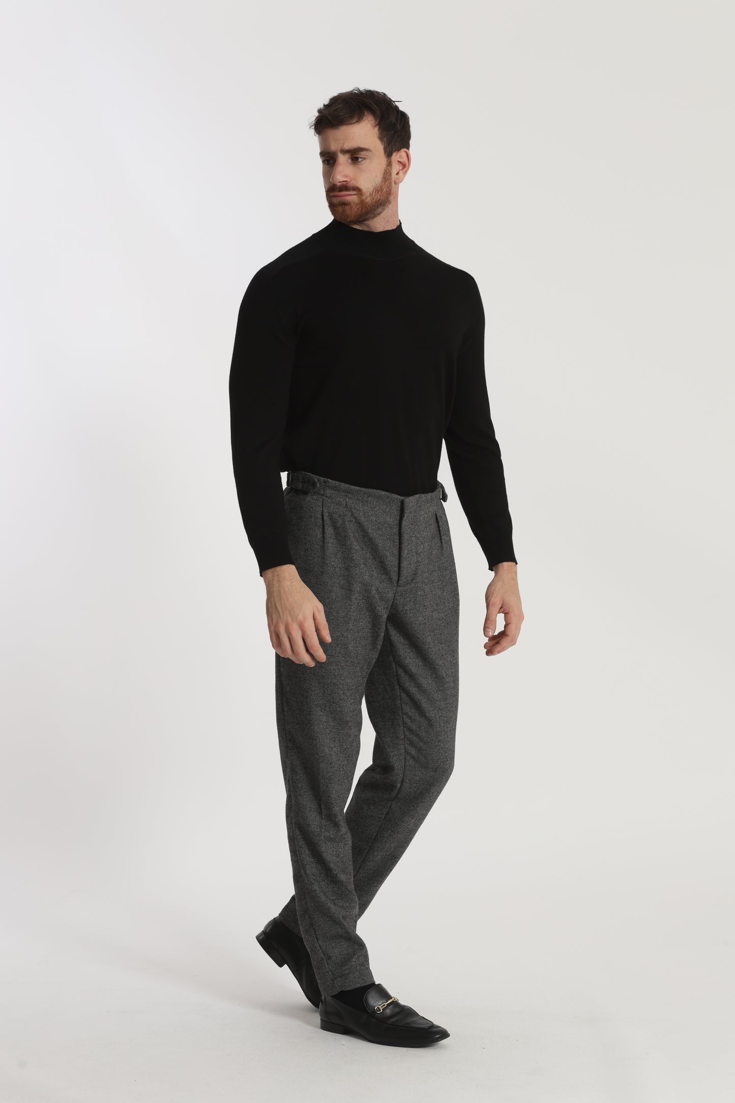 PANTALONI IN MISTO LANA CON CINTURINI