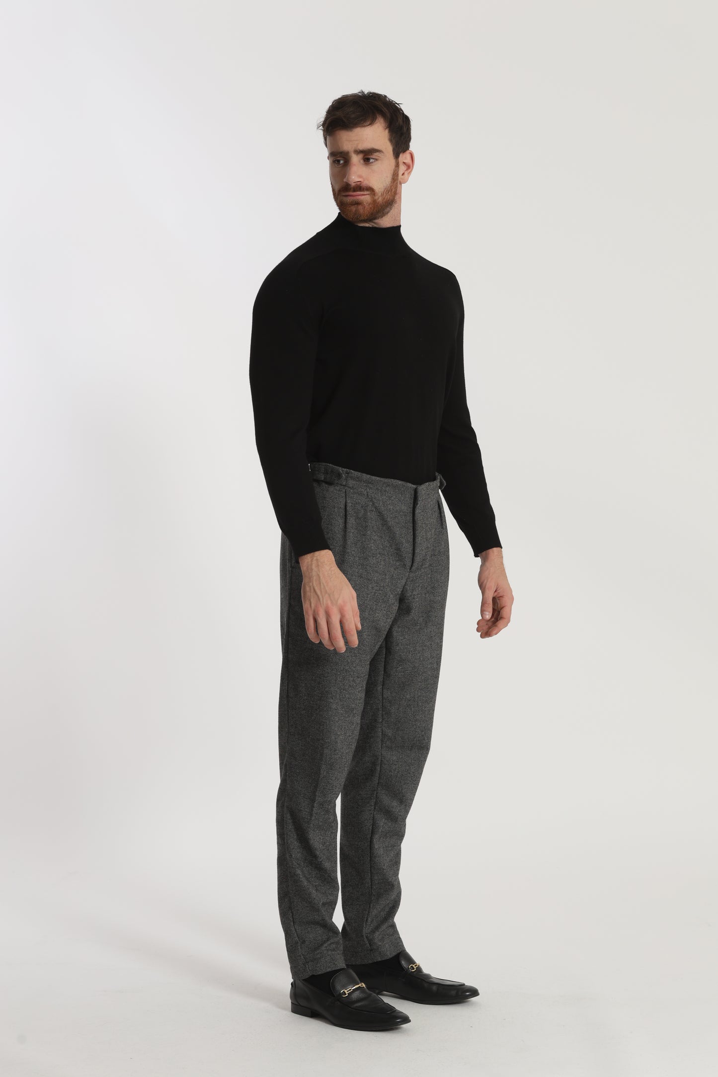 PANTALONI IN MISTO LANA CON CINTURINI