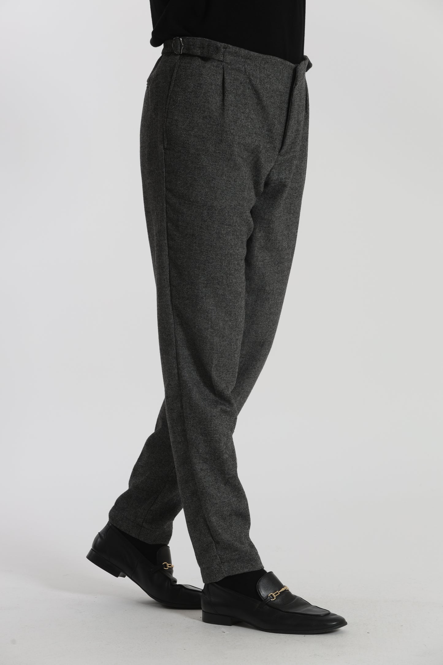PANTALONI IN MISTO LANA CON CINTURINI