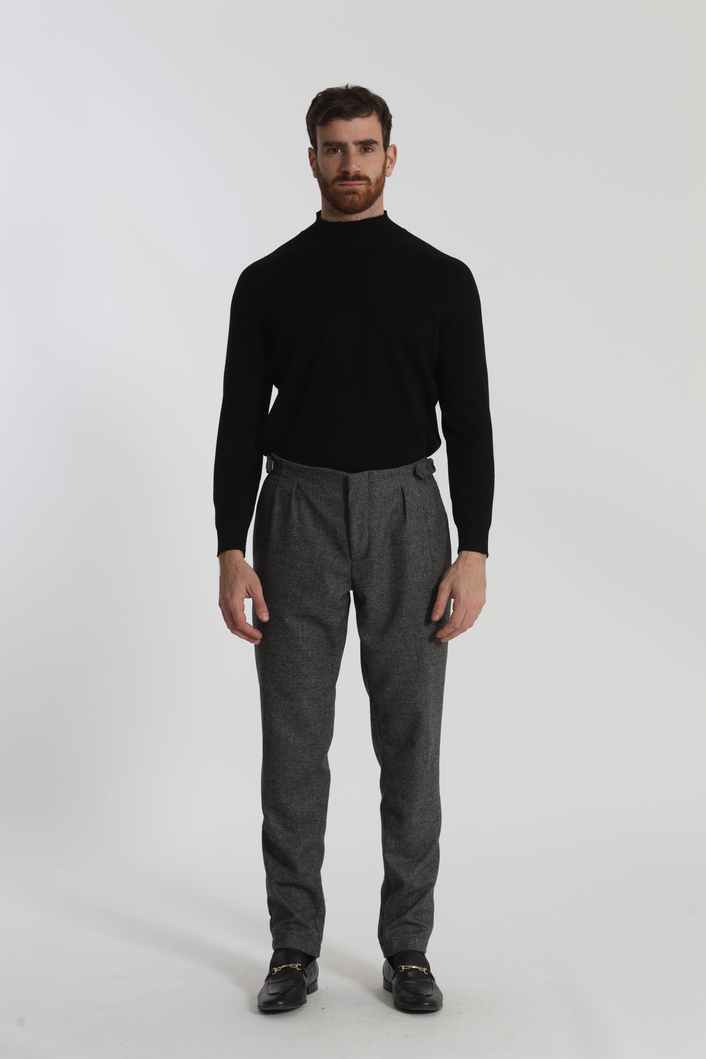 PANTALONI IN MISTO LANA CON CINTURINI