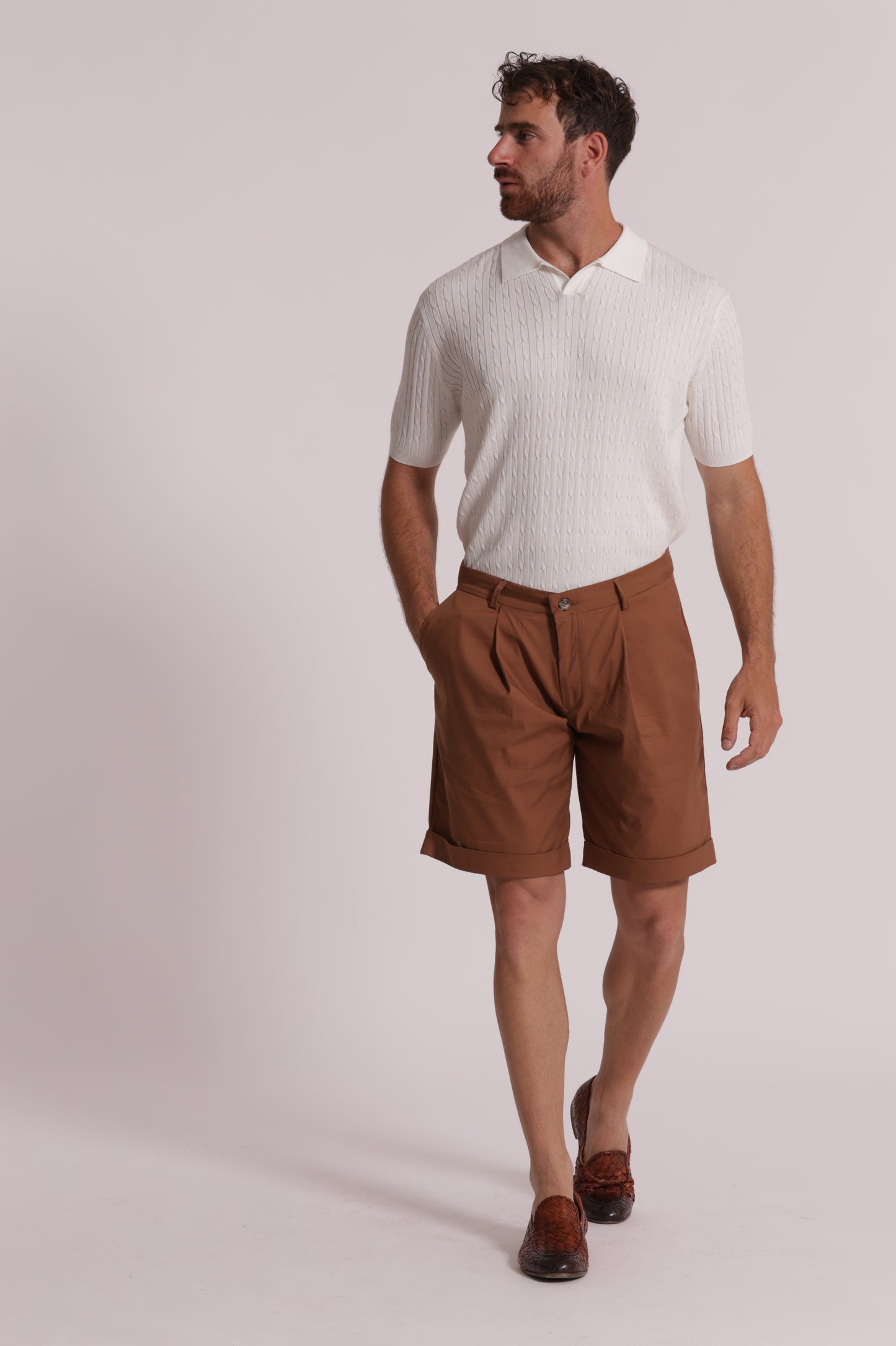 BERMUDA MISTO COTONE CON PINCES