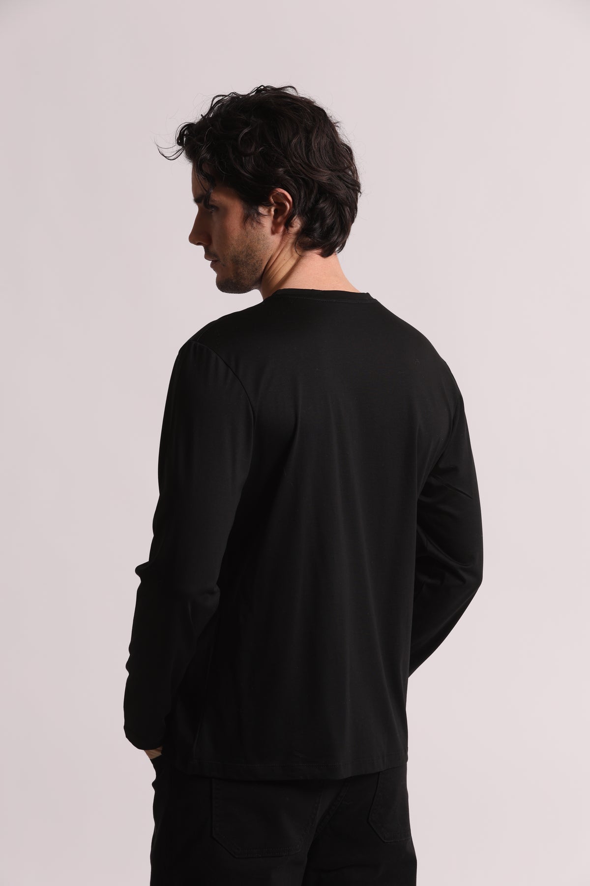 T-SHIRT A MANICA LUNGA IN COTONE E MODAL