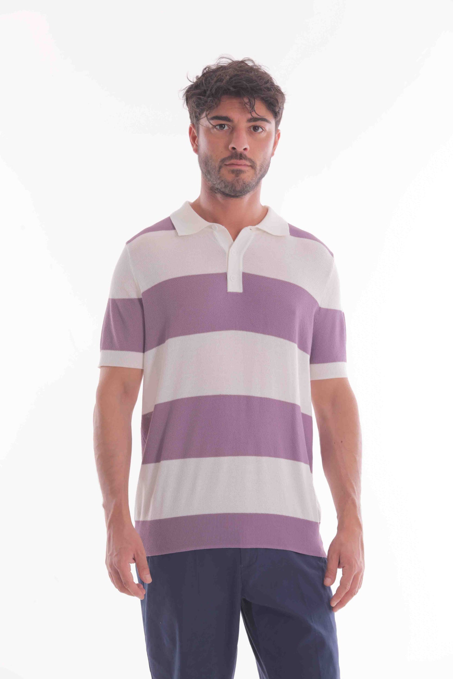 POLO IN MAGLIA A RIGHE LARGHE