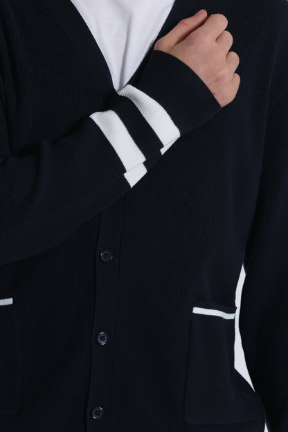 CARDIGAN IN MAGLIA BICOLOR