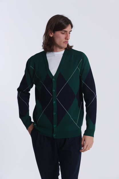 CARDIGAN IN MAGLIA A ROMBI