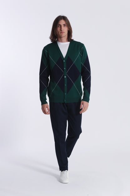 CARDIGAN IN MAGLIA A ROMBI